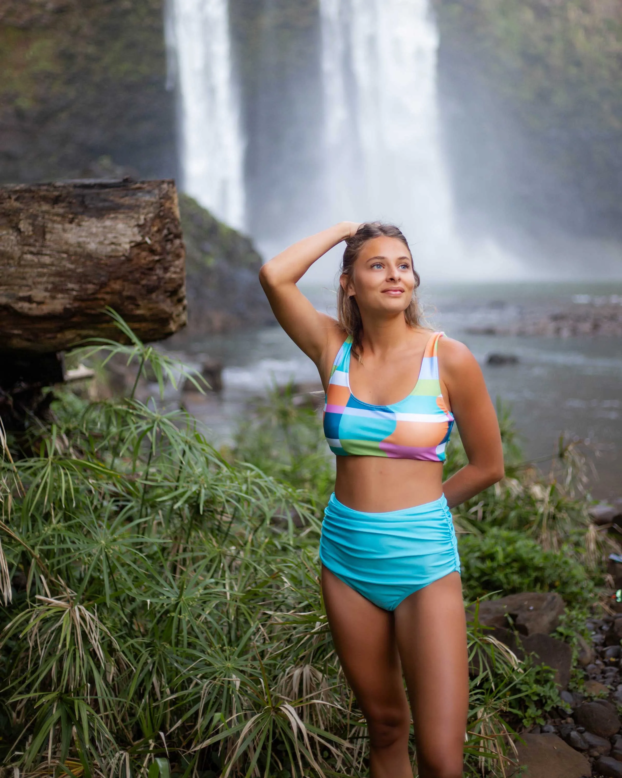 Aqua Ruched High Rise Bottom