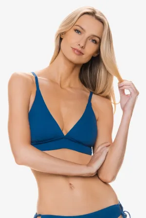 Banded Bikini Top  |  Jacquard Textured Marine Blue