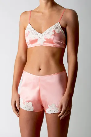 Bella Scalloped Lace Silk Bralette - Melon