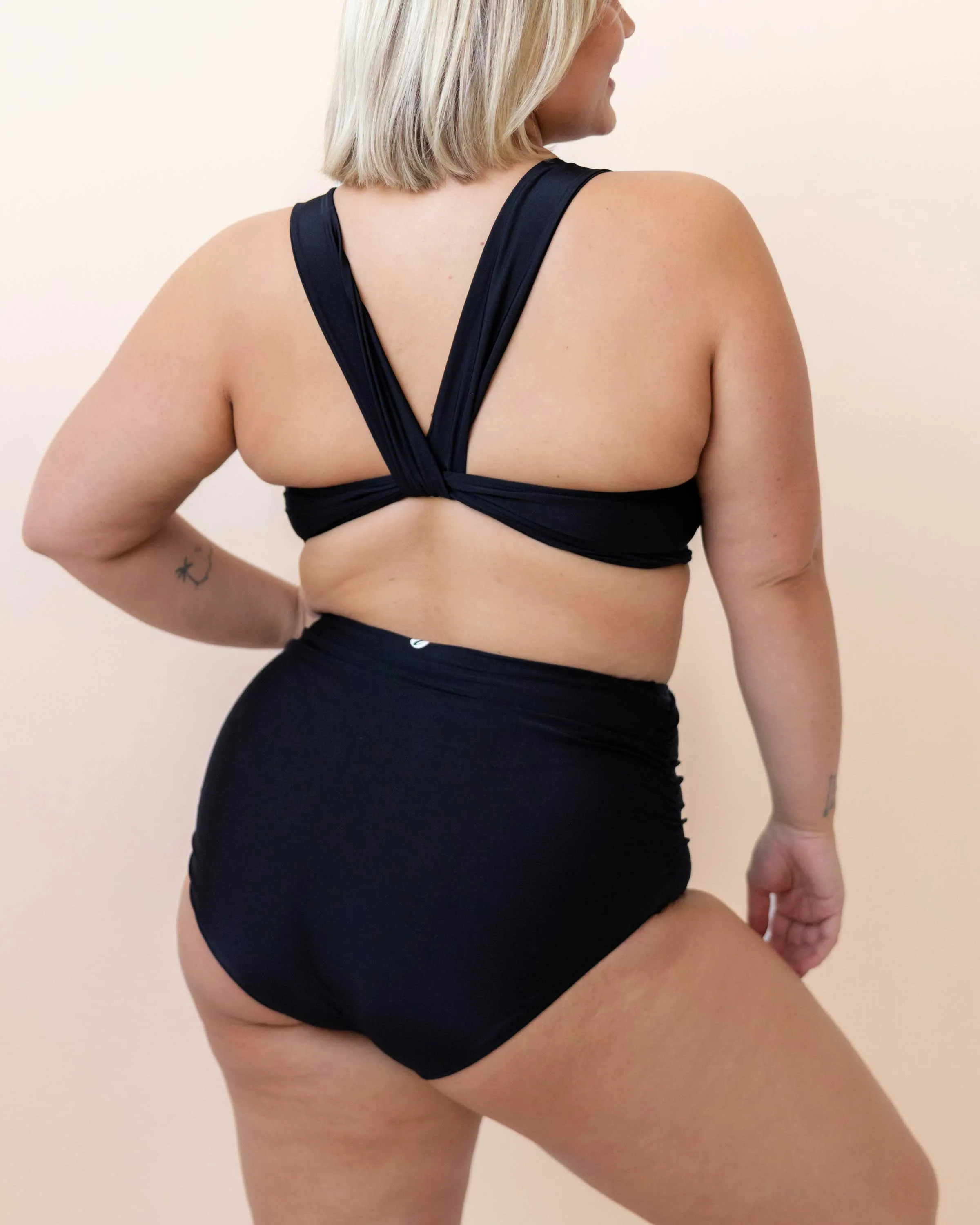 Black Ruched High Rise Bottom