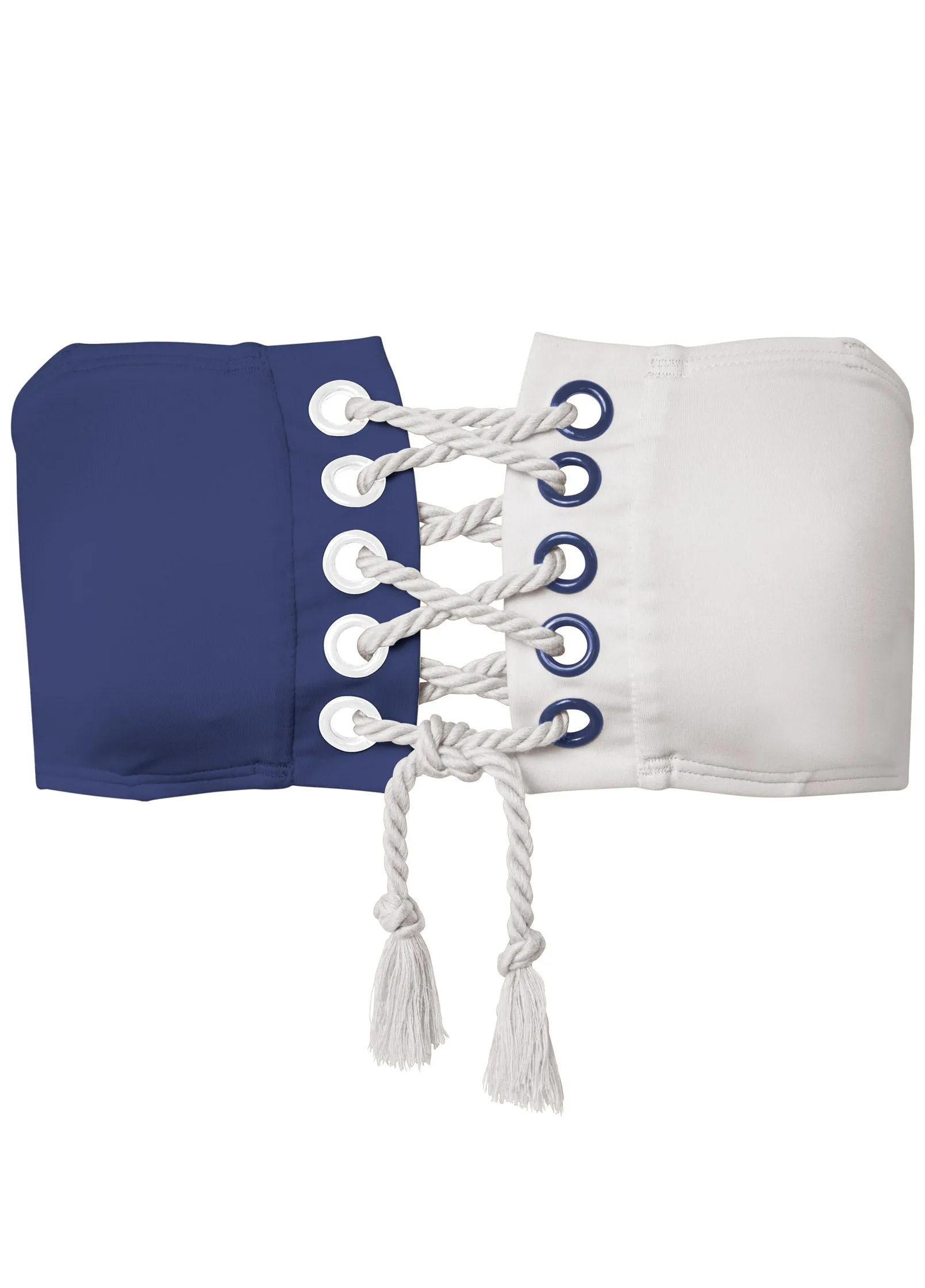 BON VOYAGE BANDEAU TOP - Navy Blue & White
