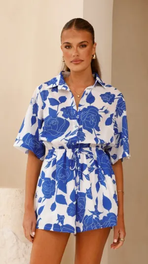 Candra Playsuit - Blue Floral