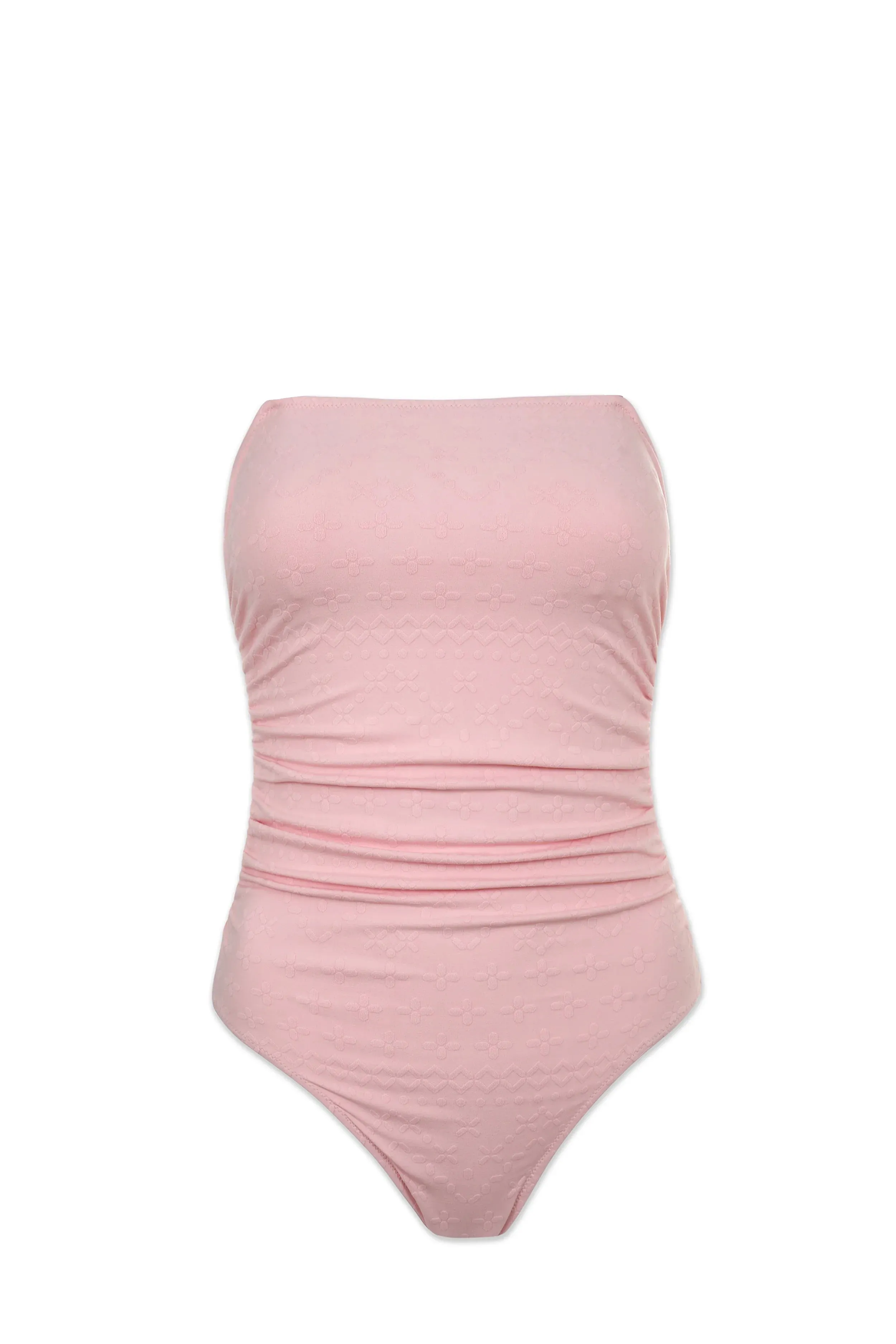 Classic Bandeau One-Piece  |  Jacquard Textured Shell Pink