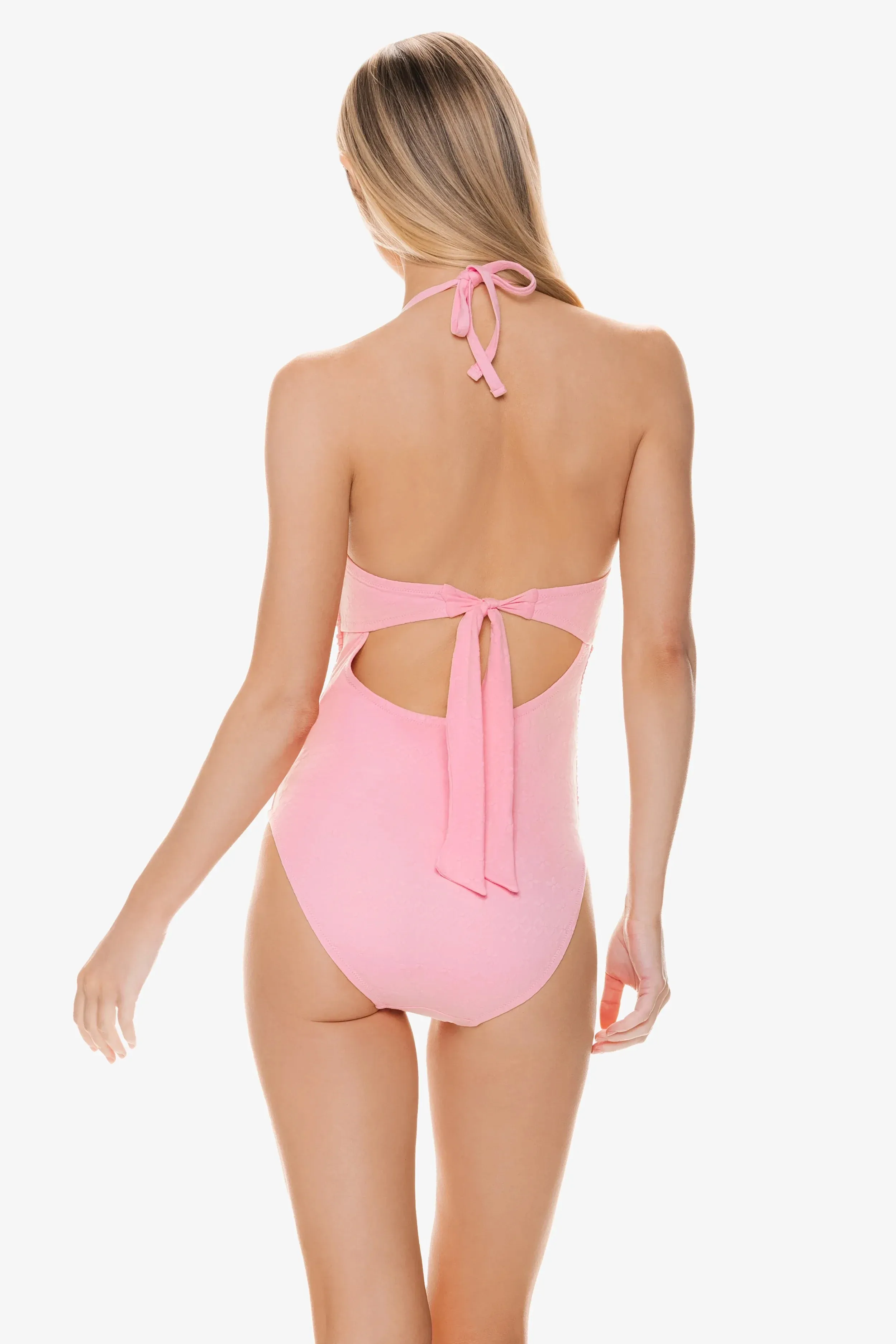 Classic Bandeau One-Piece  |  Jacquard Textured Shell Pink