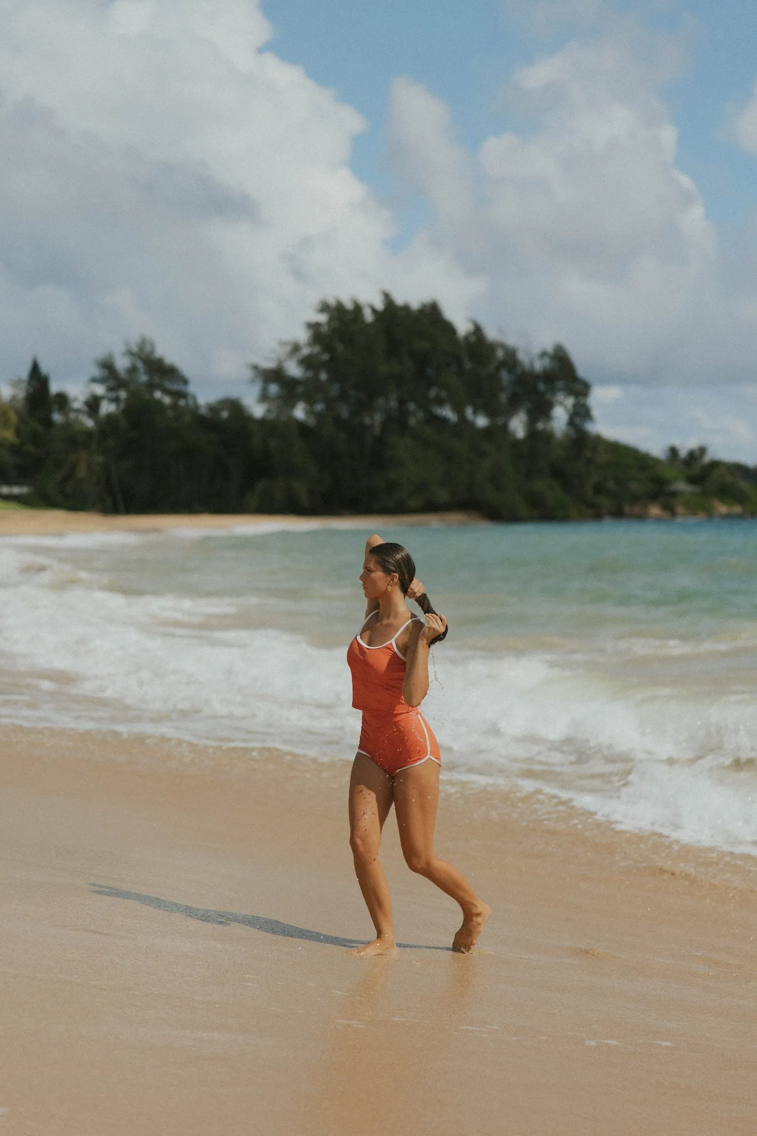Coral High-Waisted Shorts
