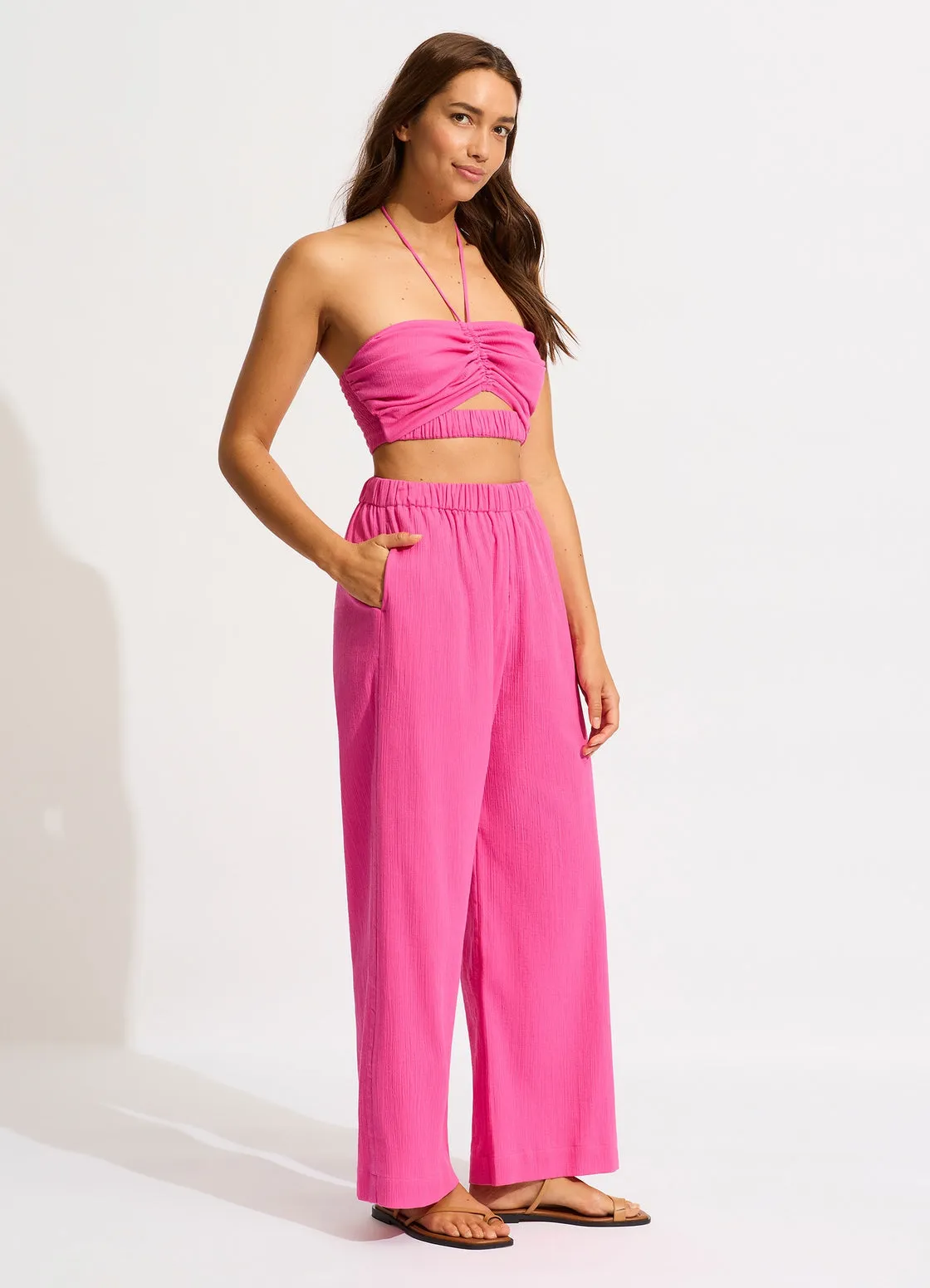 Crinkle Beach Pant Hot Pink