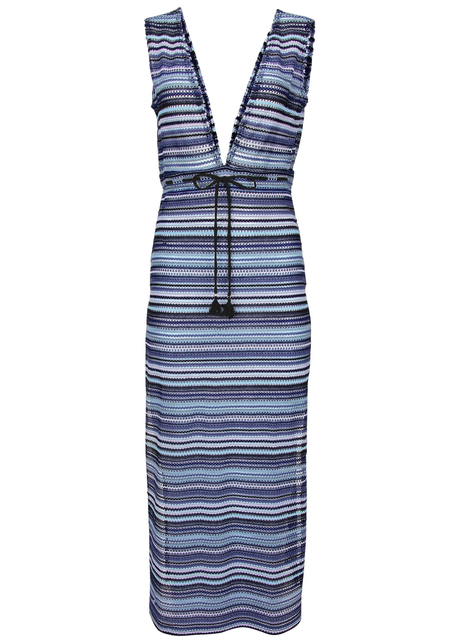 Crochet Maxi Cover-Up Dress - Navy Multi