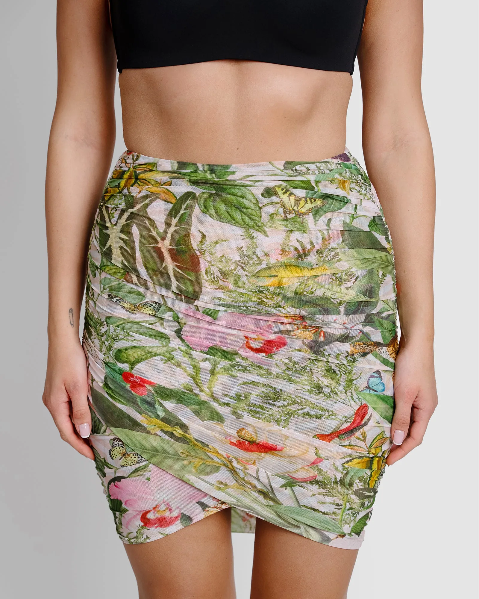 Cross Mesh Skirty - Floral Ambrosia