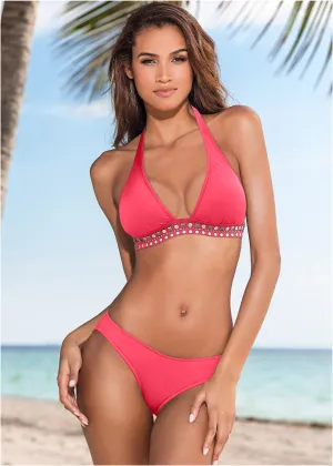 Embellished Halter Top - Watermelon