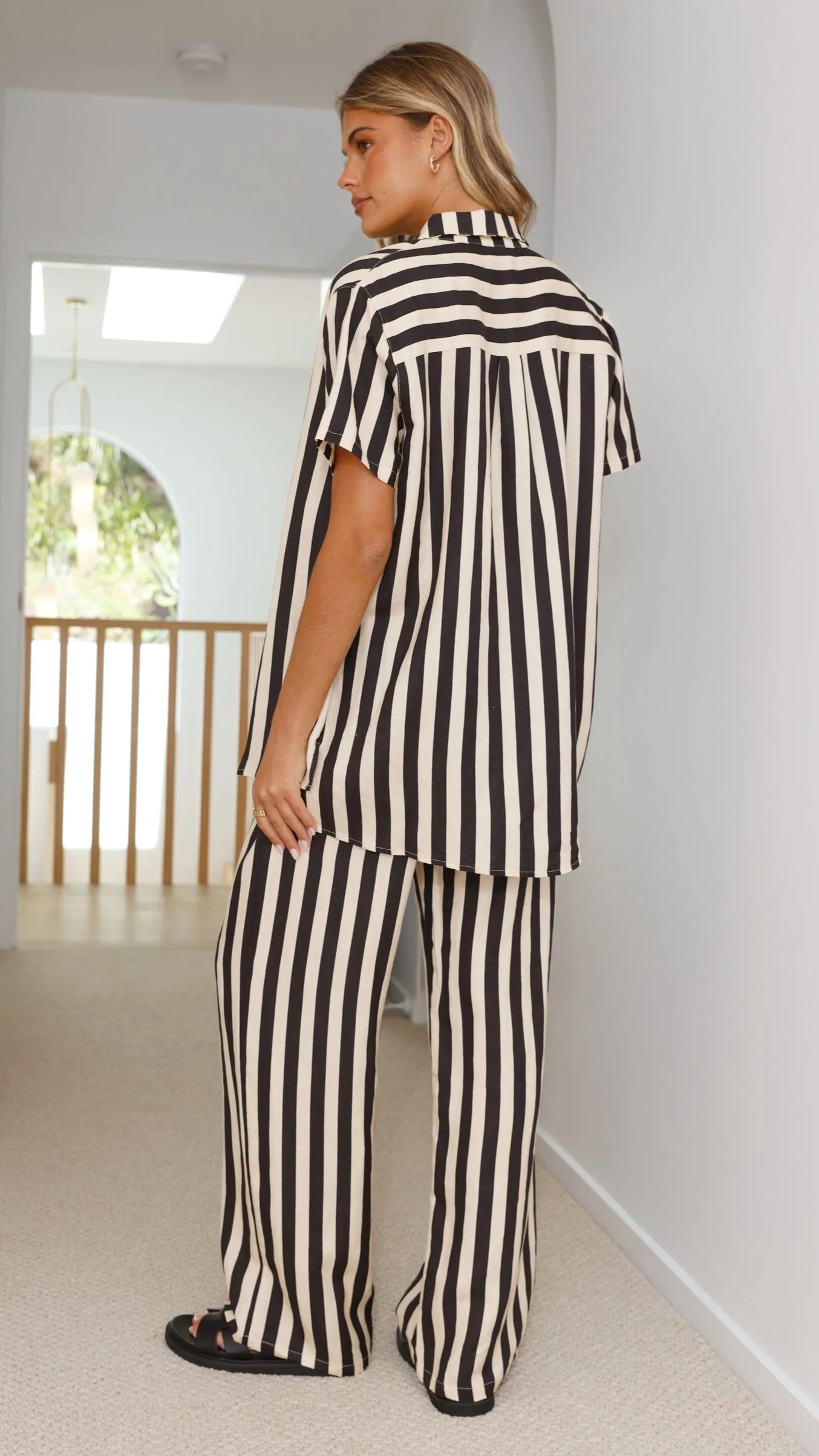 Essie Shirt - Black/Beige Stripe