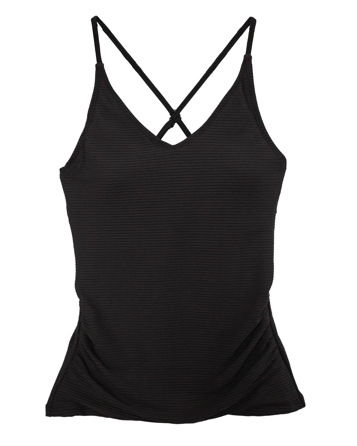 Flat Rib Black V-Neck Tankini