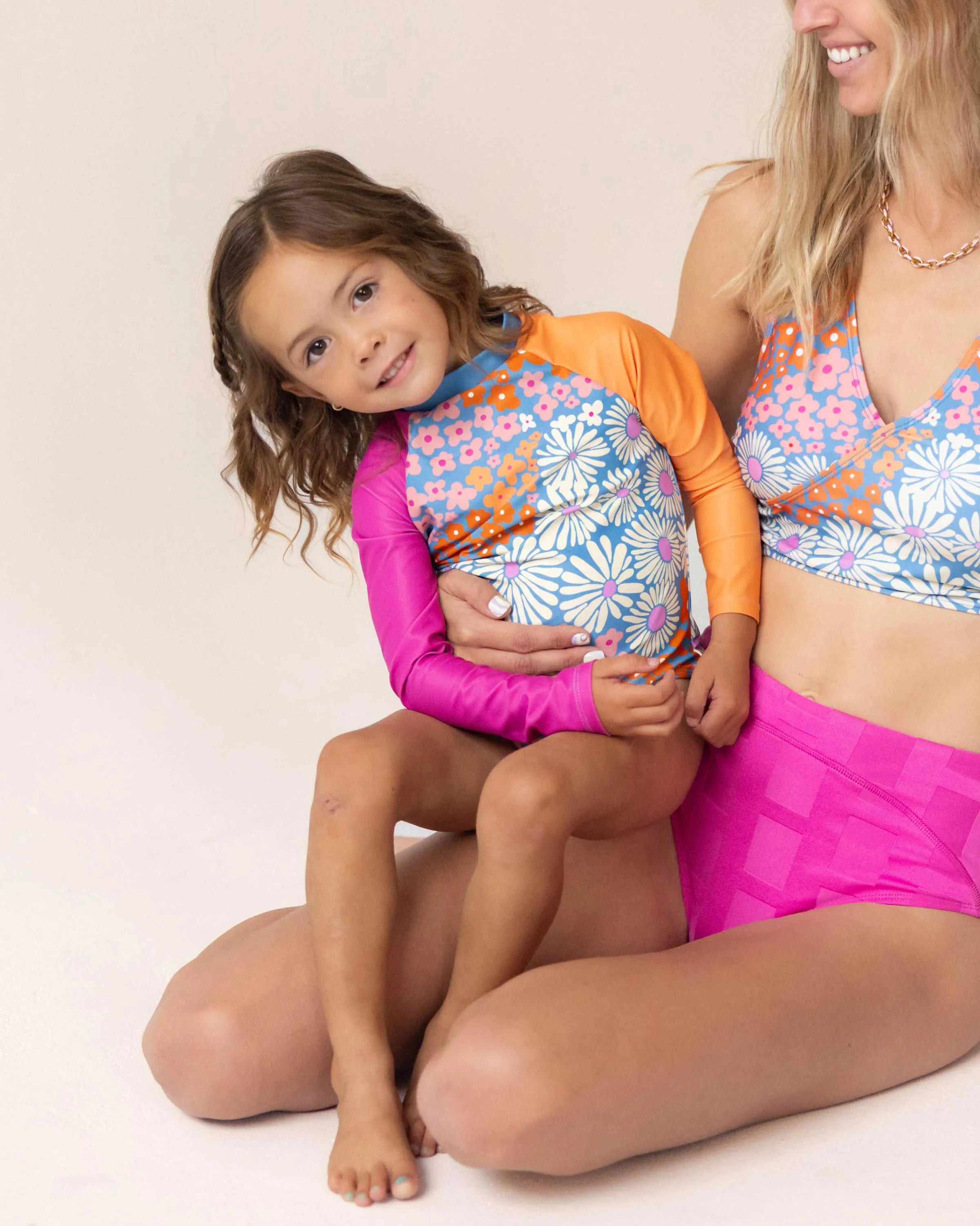 Floral Waves Mini Long Sleeve One Piece