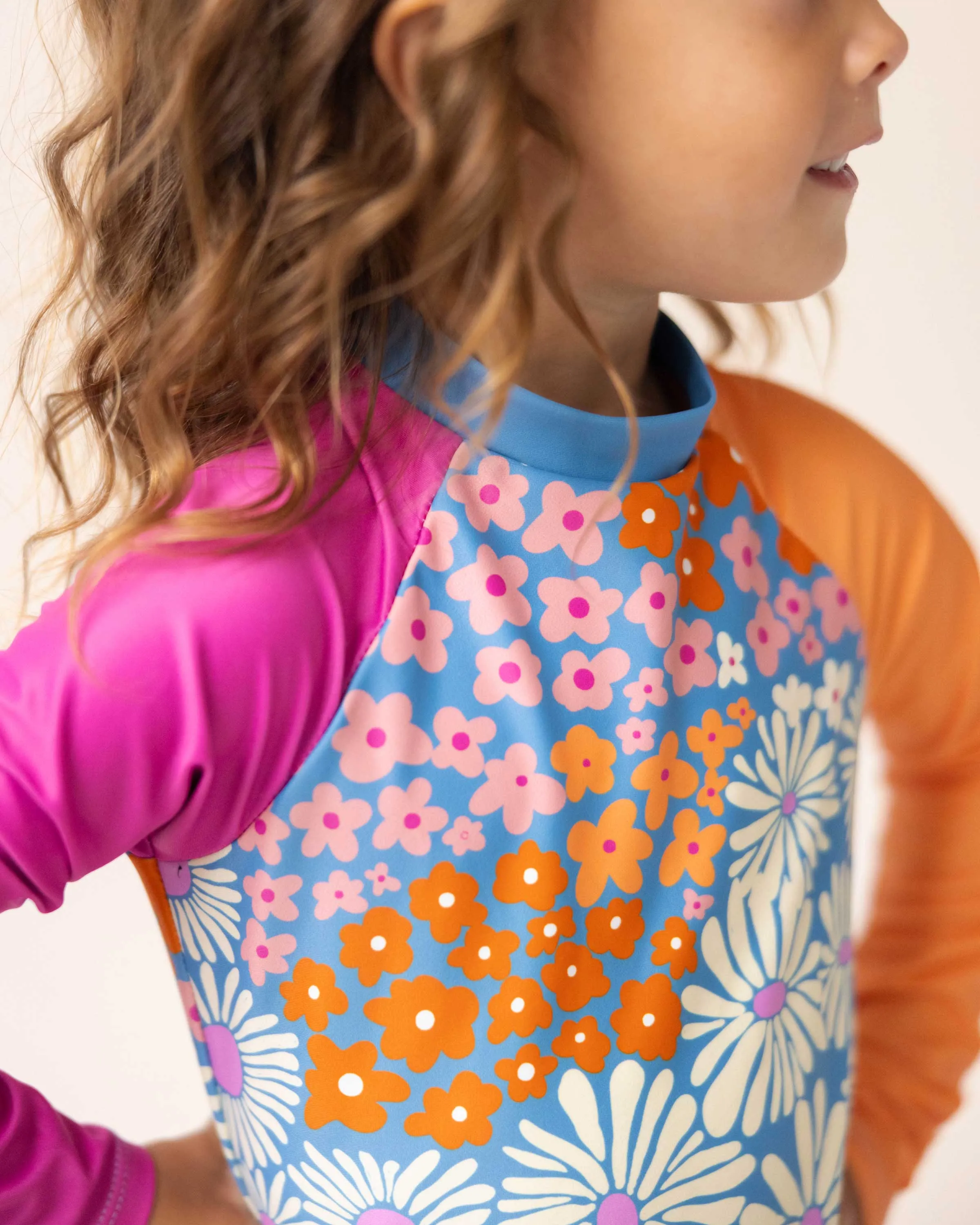 Floral Waves Mini Long Sleeve One Piece