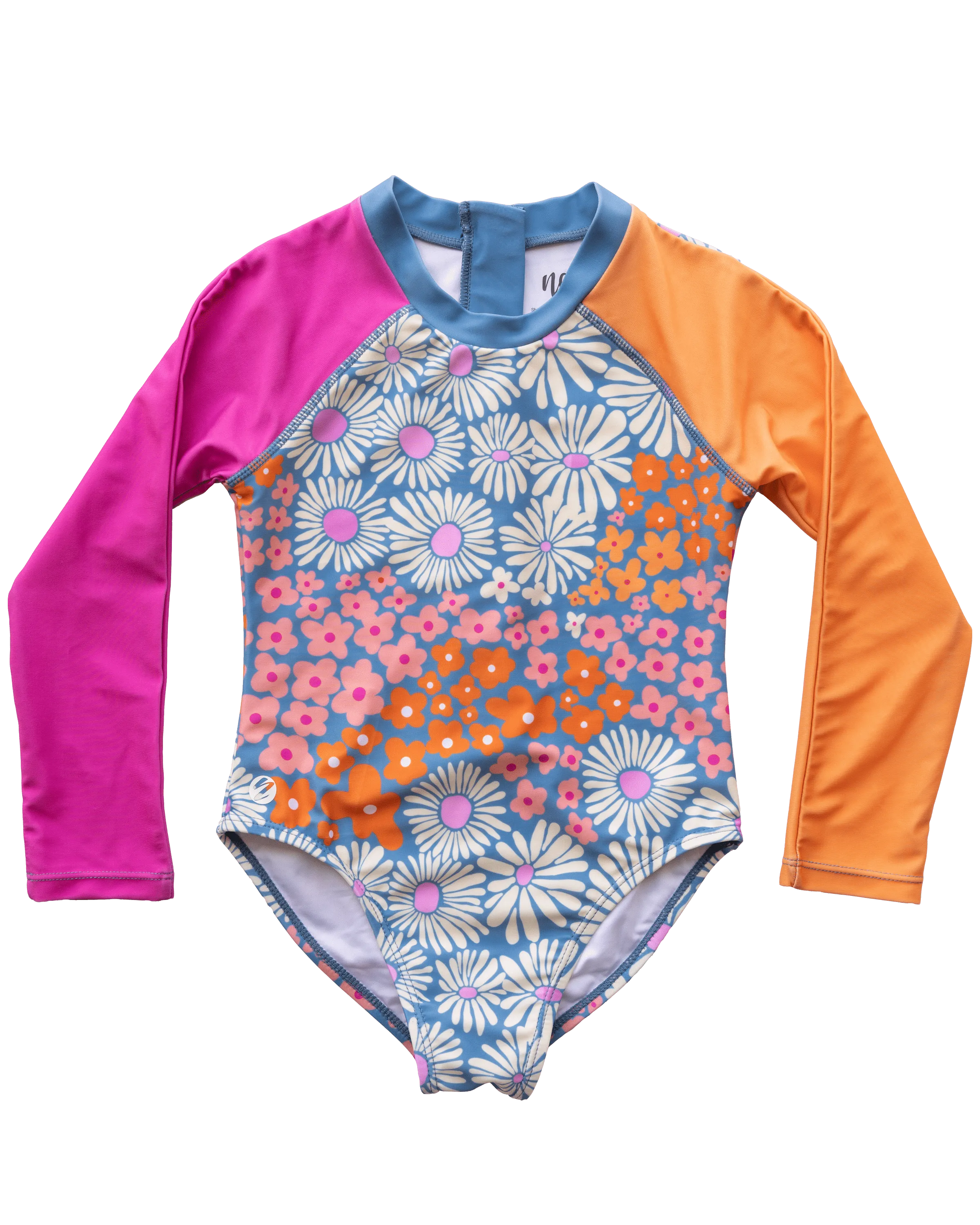 Floral Waves Mini Long Sleeve One Piece