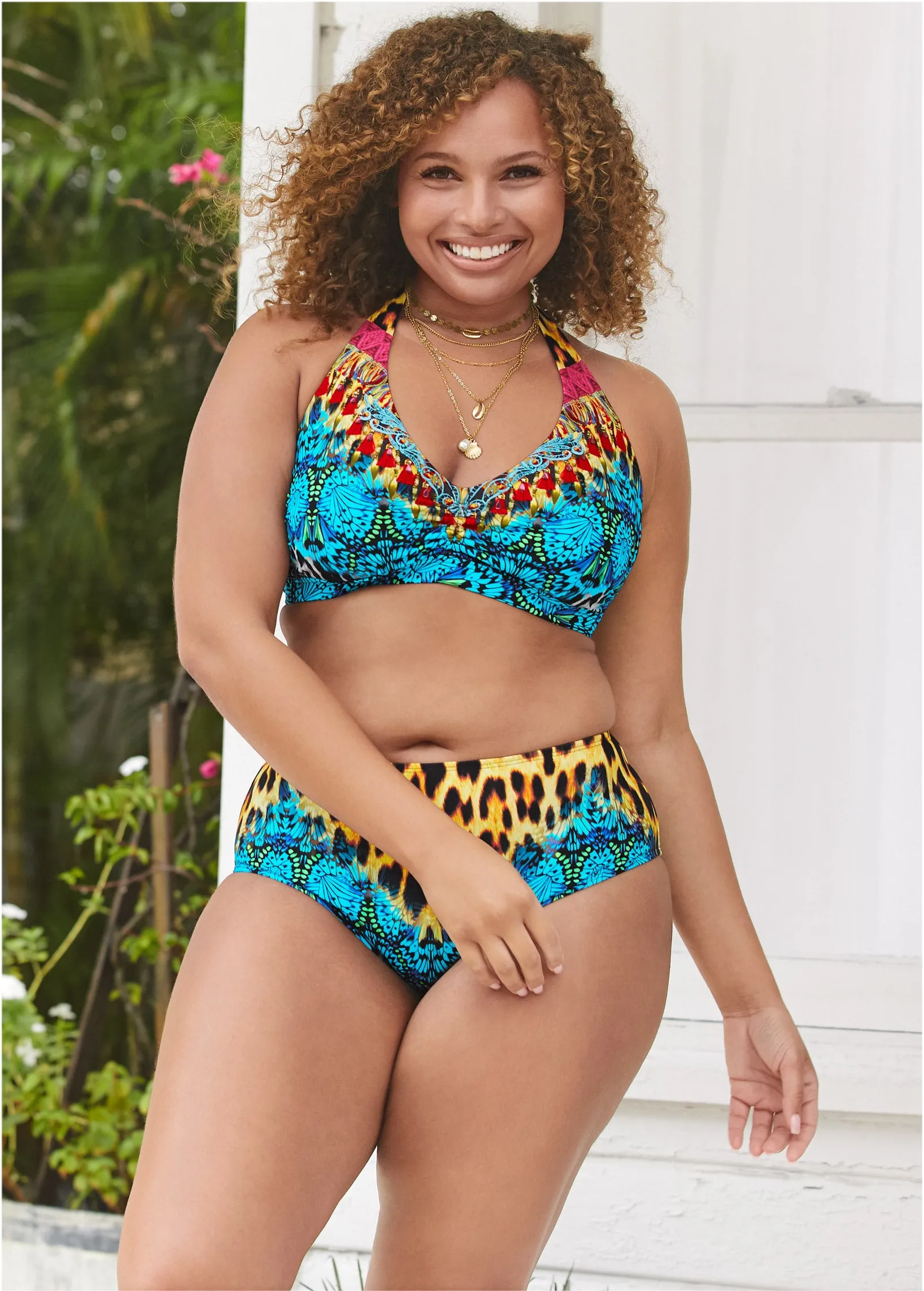 High-Waist Bikini Bottom - Jungle Party