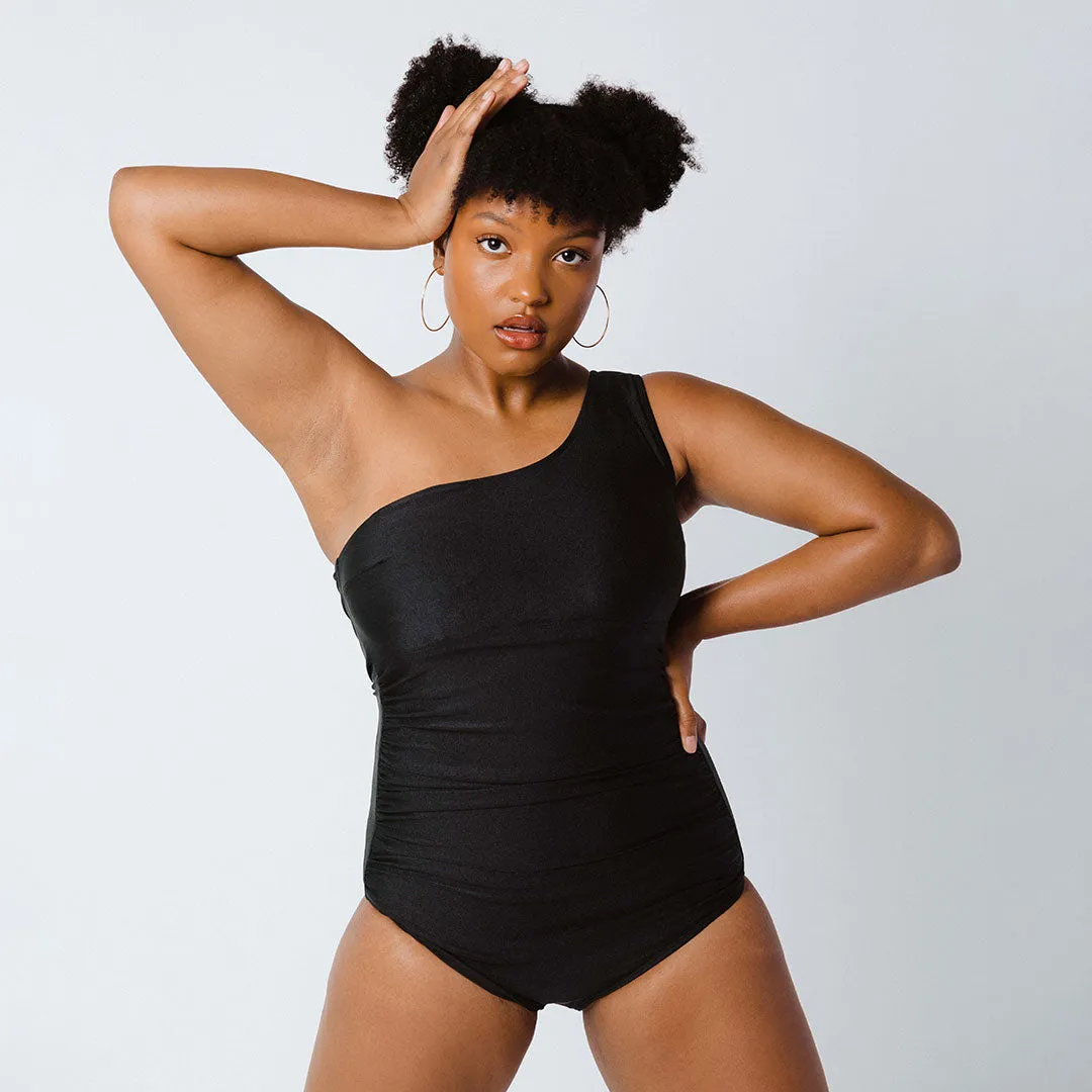 Icon Ruched One-Piece, Black