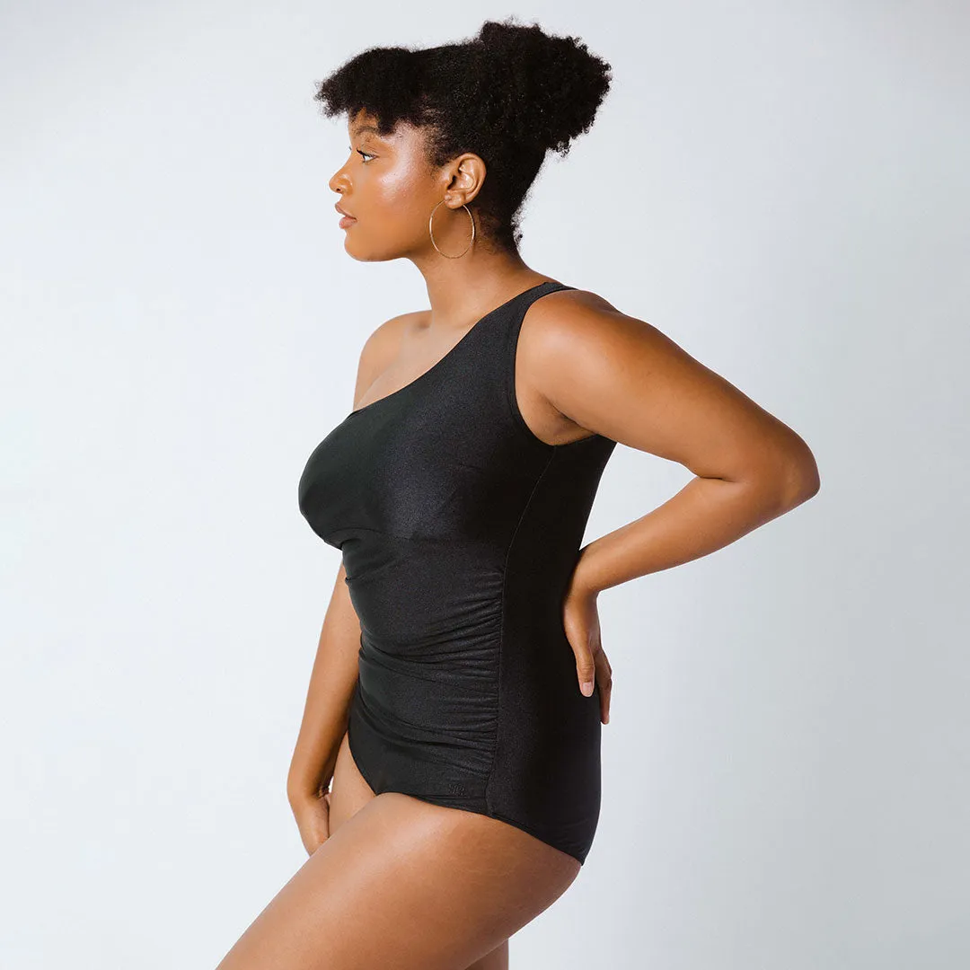 Icon Ruched One-Piece, Black