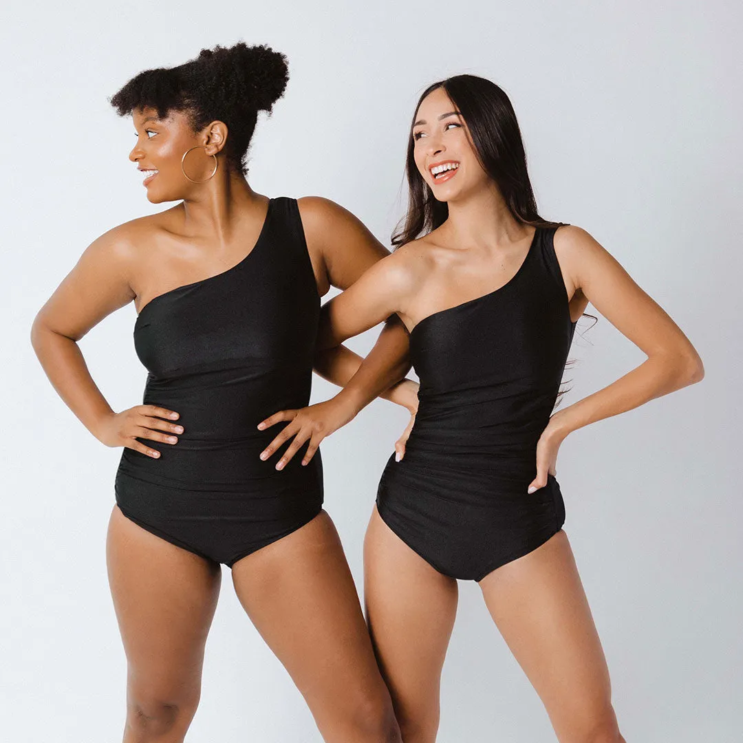 Icon Ruched One-Piece, Black