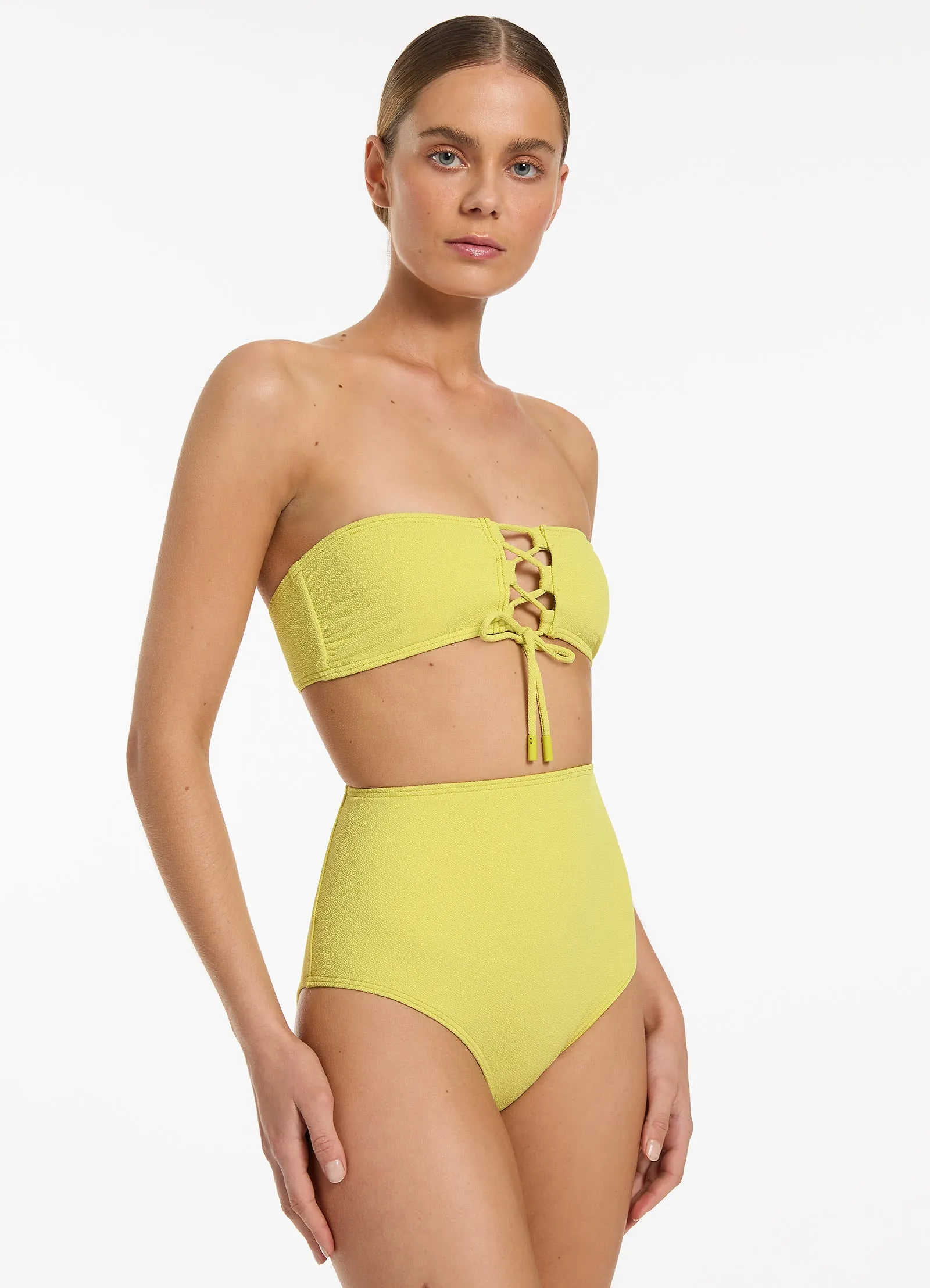 Joali Tie Front Bandeau Bikini Top - Zest
