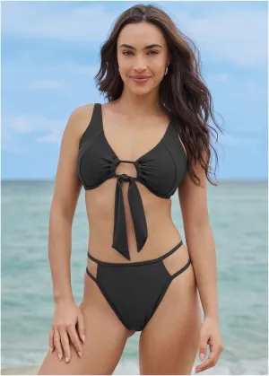 Knot Underwire Bikini Top - Black