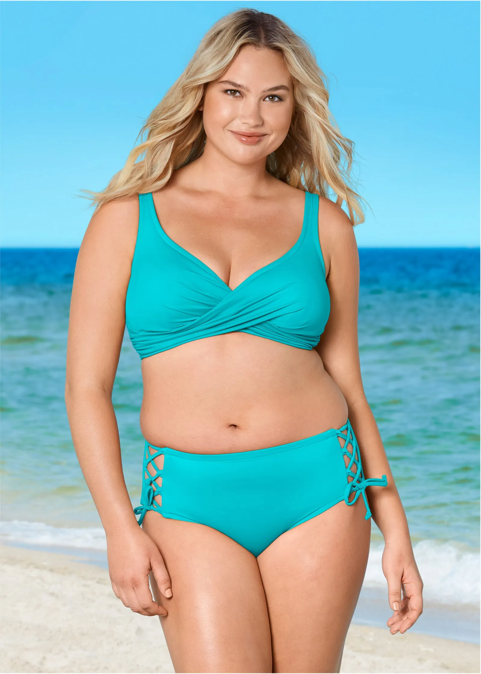 Lattice Side Bikini Bottom - Aqua Reef