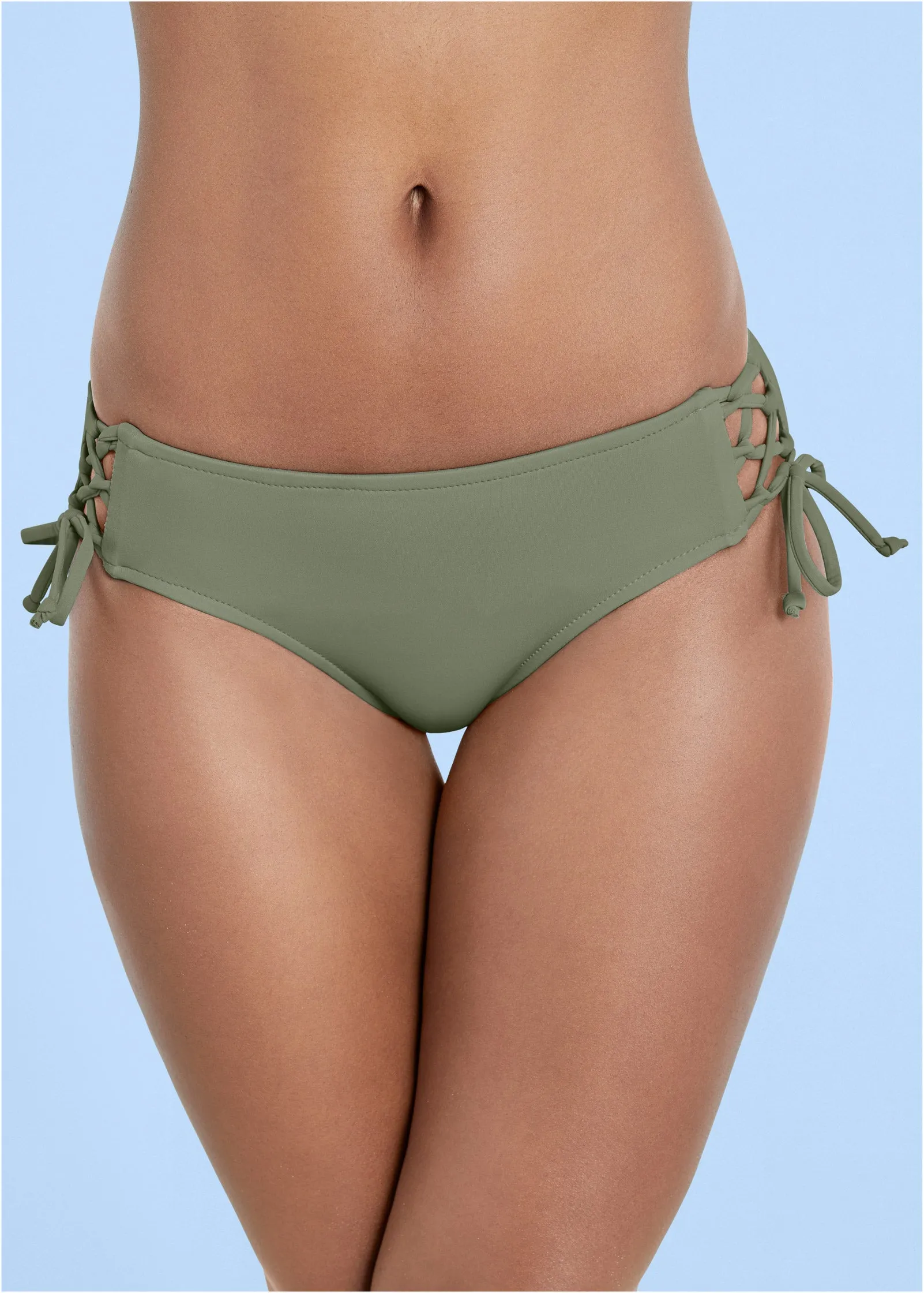 Lattice Side Bikini Bottom - Army Green