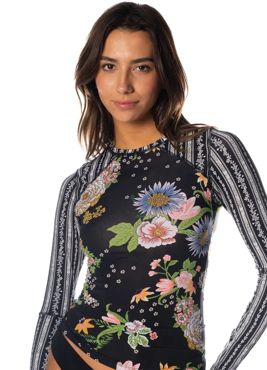 Maaji Black Bouquet Diver Diver Rashguard