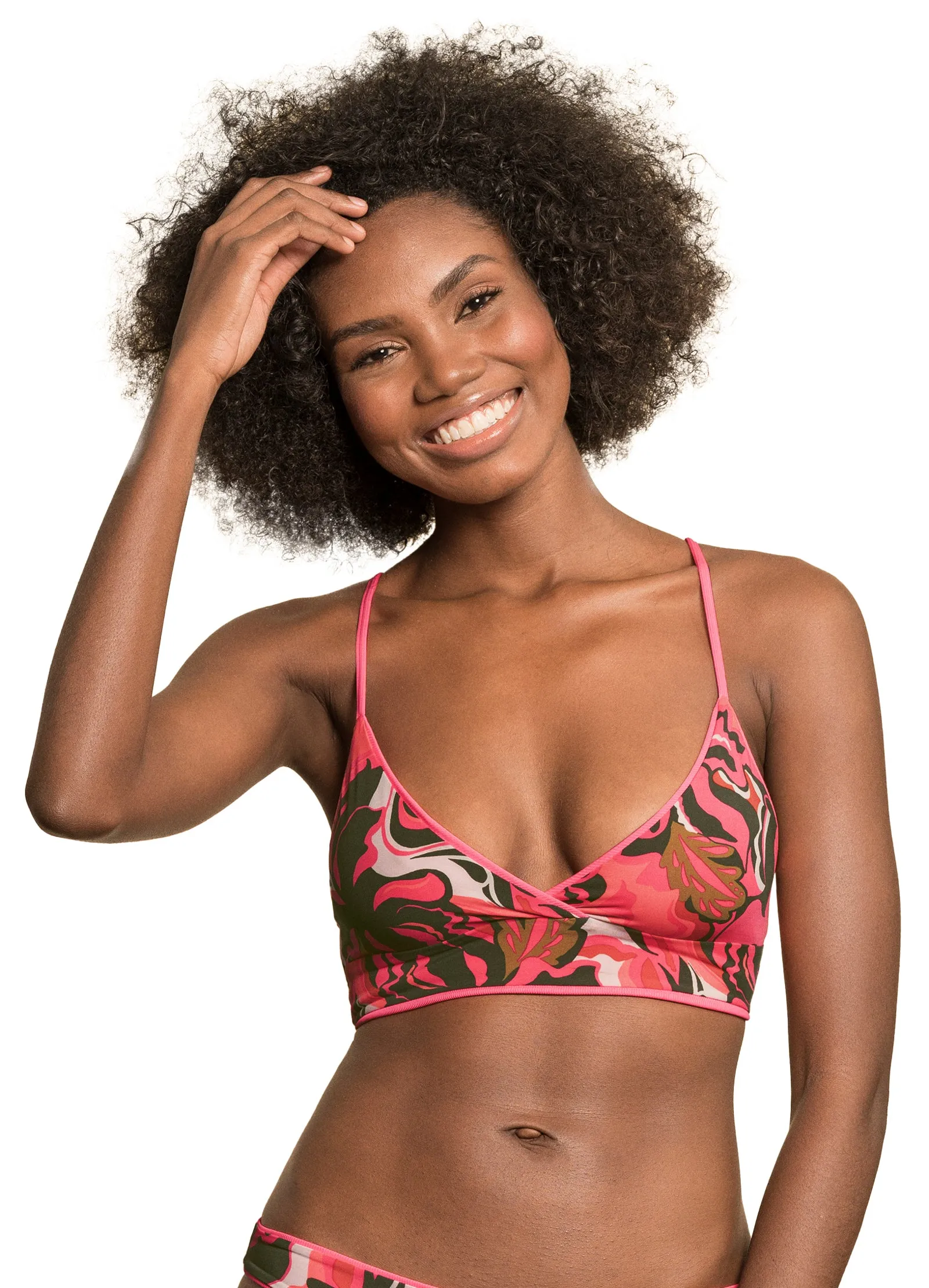 Maaji Coral Lava Criss Cross Long Line Triangle Bikini Top