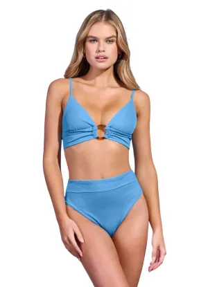 Maaji Pool Blue Shine Long Line Triangle Bikini Top