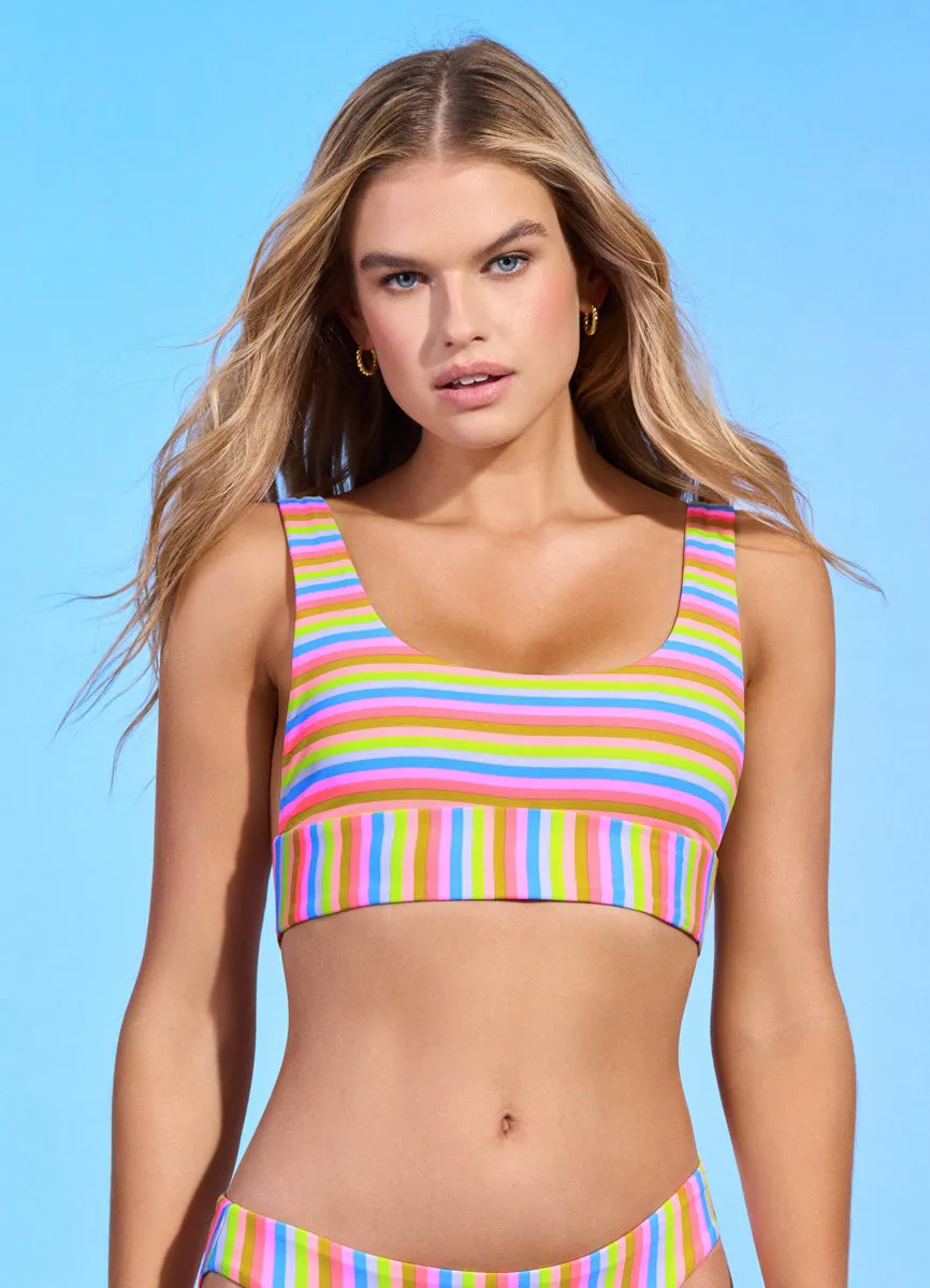 Maaji Rainbow Stripe Donna Sporty Bralette Bikini Top