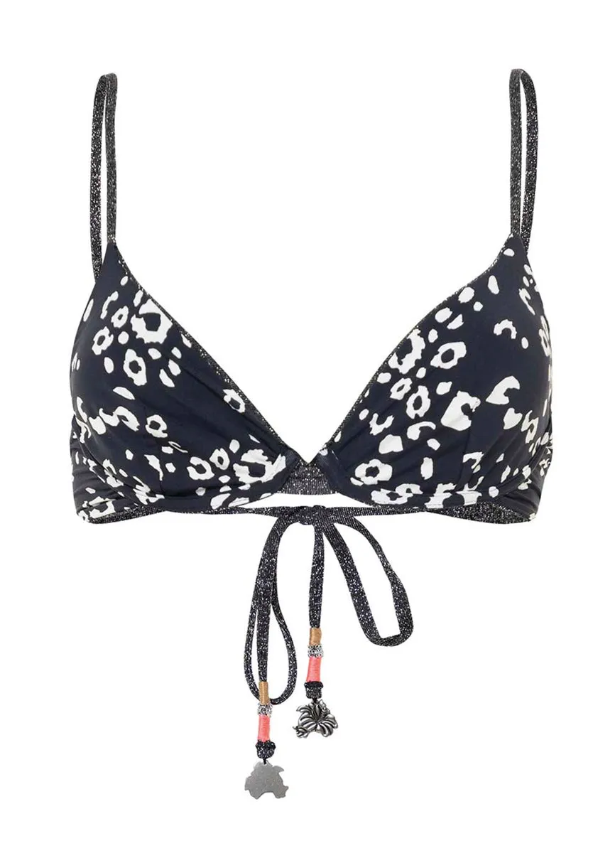 Maaji Silver Black Dainty Unmolded Underwire Bikini Top