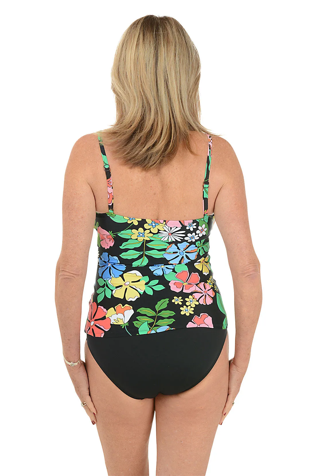 Midnight Garden Surplice Tankini Top