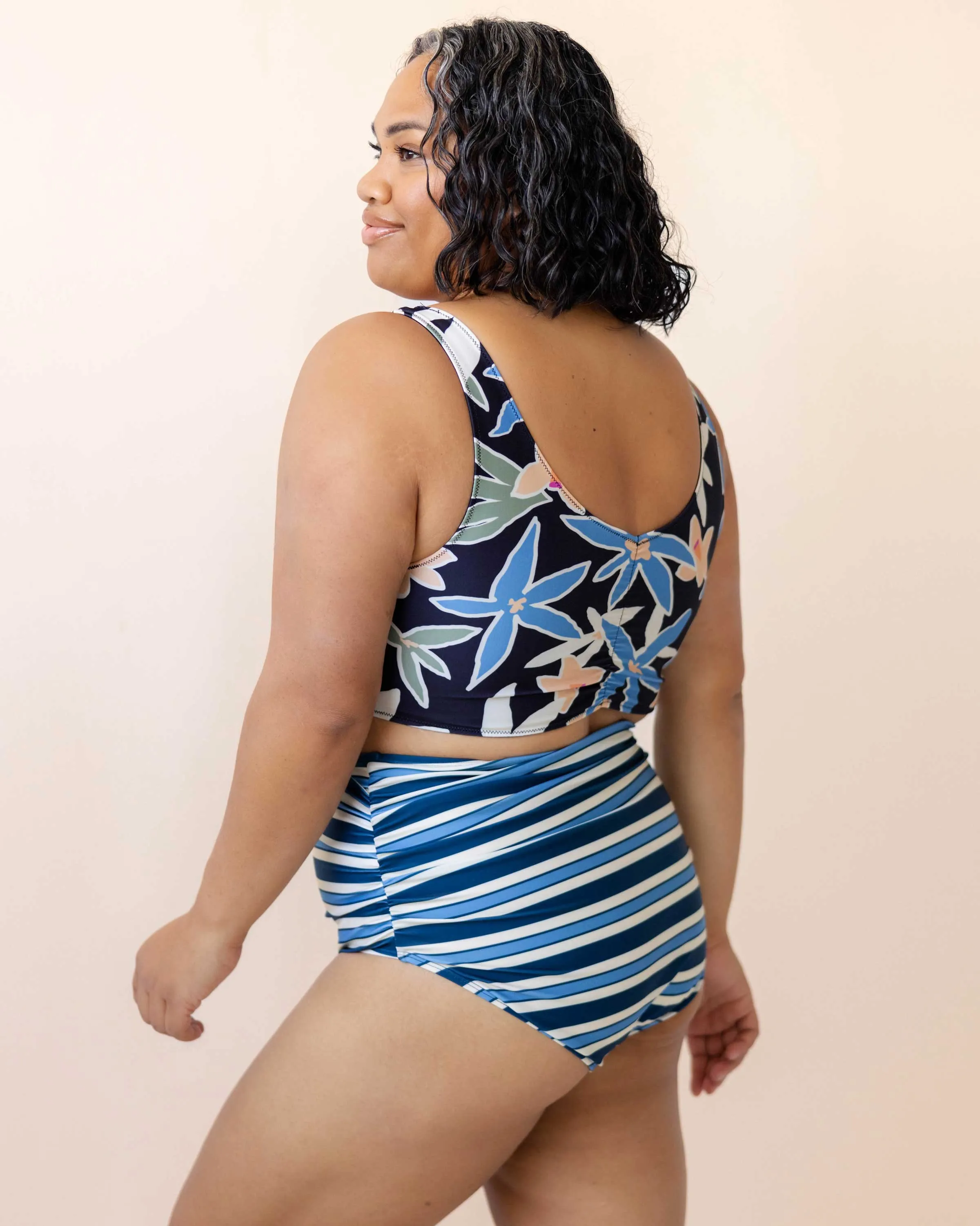 Monica Stripe Ruched High Rise Bottom