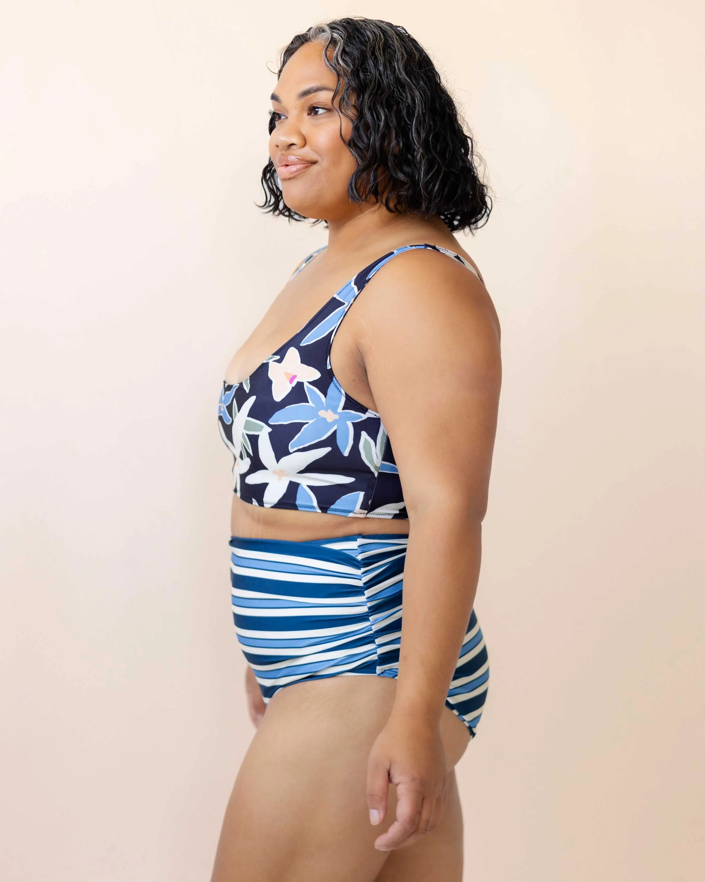 Monica Stripe Ruched High Rise Bottom