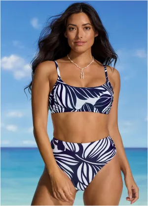 Oahu Underwire Bikini Top - Contrast Bold Leaves