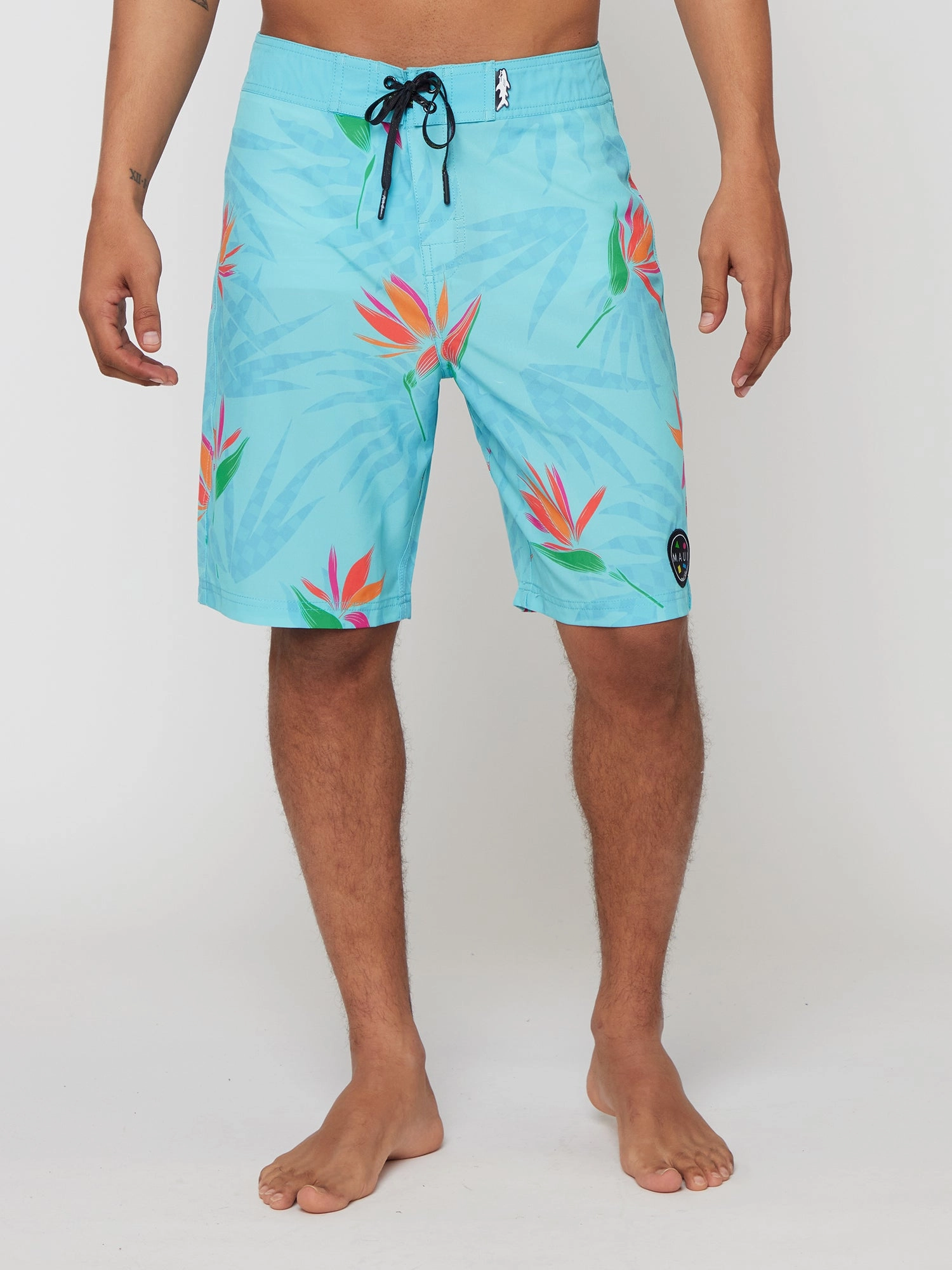 Paradise Check Board Shorts in Blue