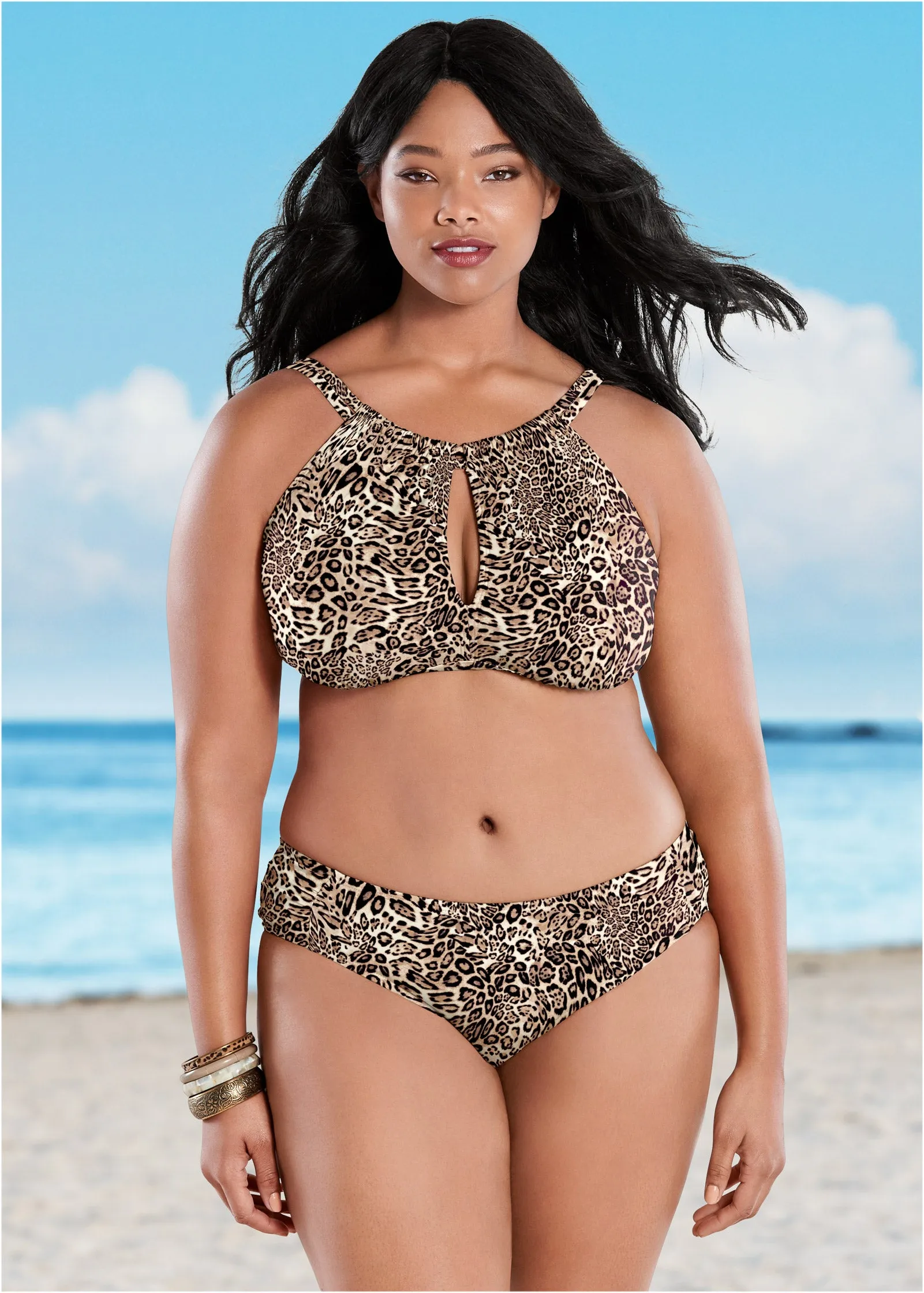 Ruched Low-Rise Bottoms - Lovely Leopard