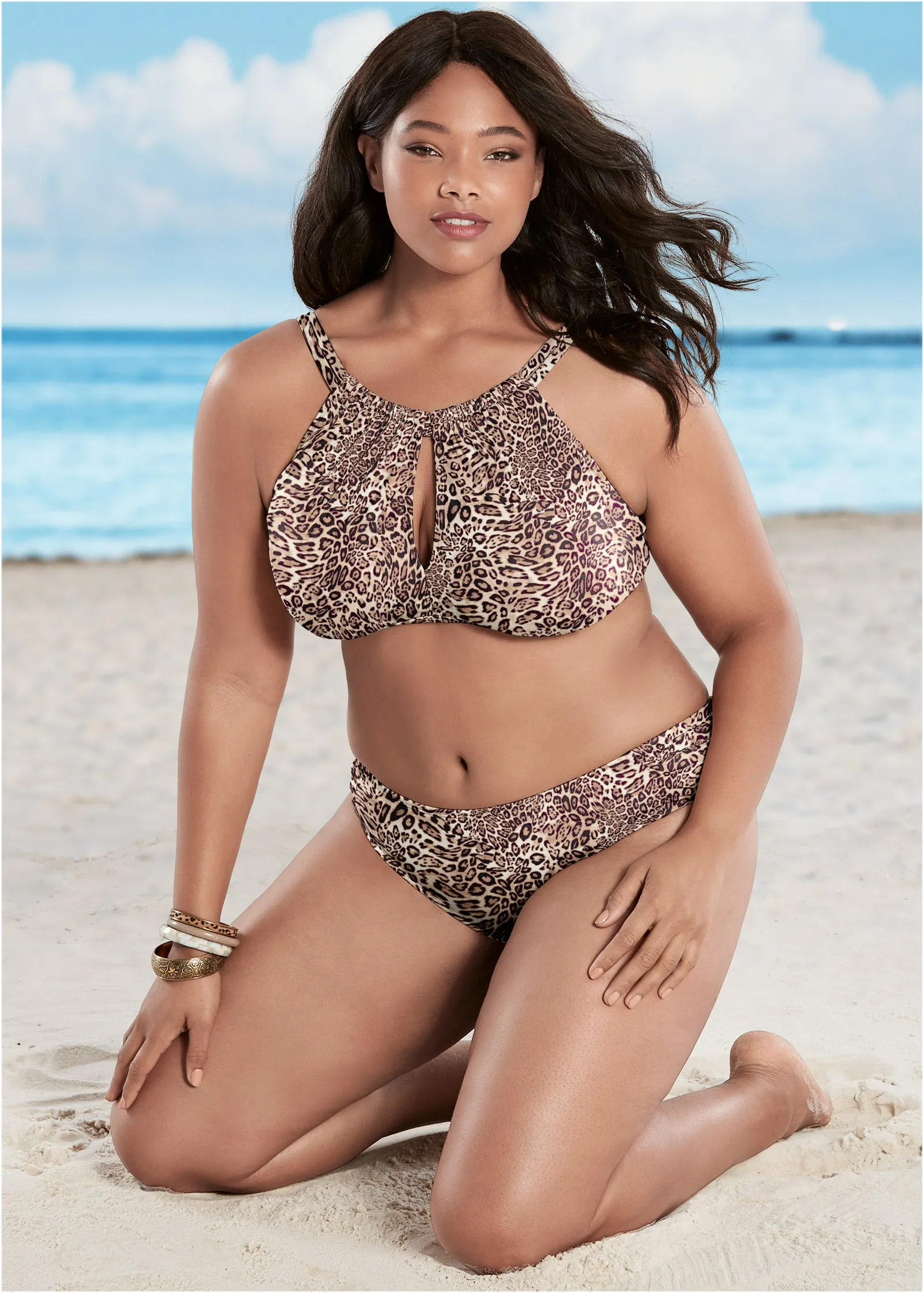Ruched Low-Rise Bottoms - Lovely Leopard