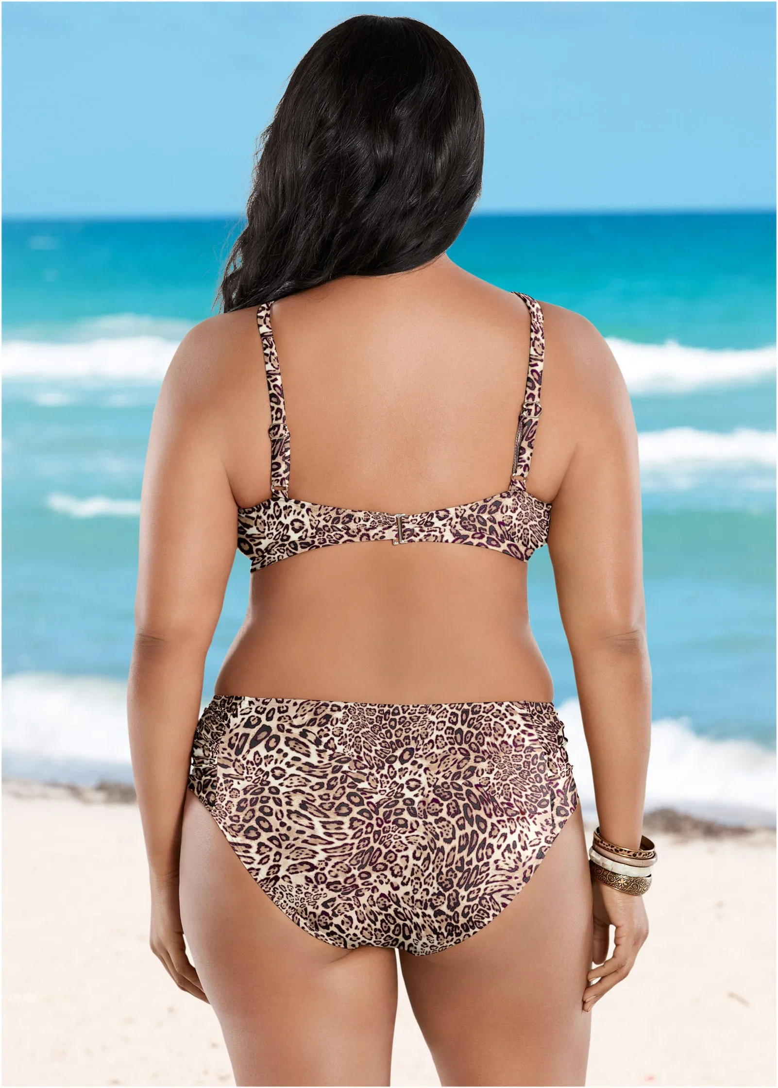 Ruched Low-Rise Bottoms - Lovely Leopard