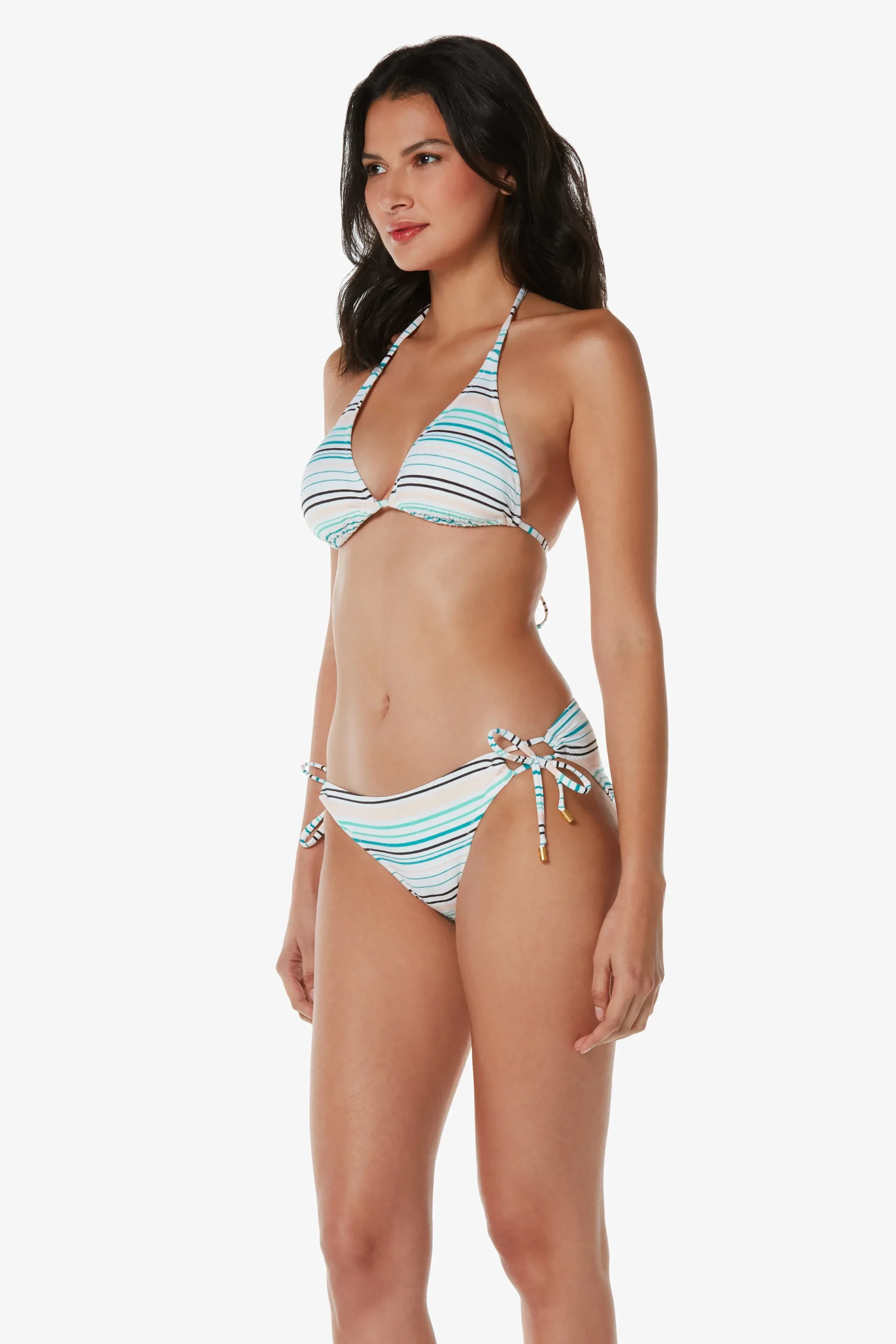 String Bikini Top  |  Textured Coastal Stripe