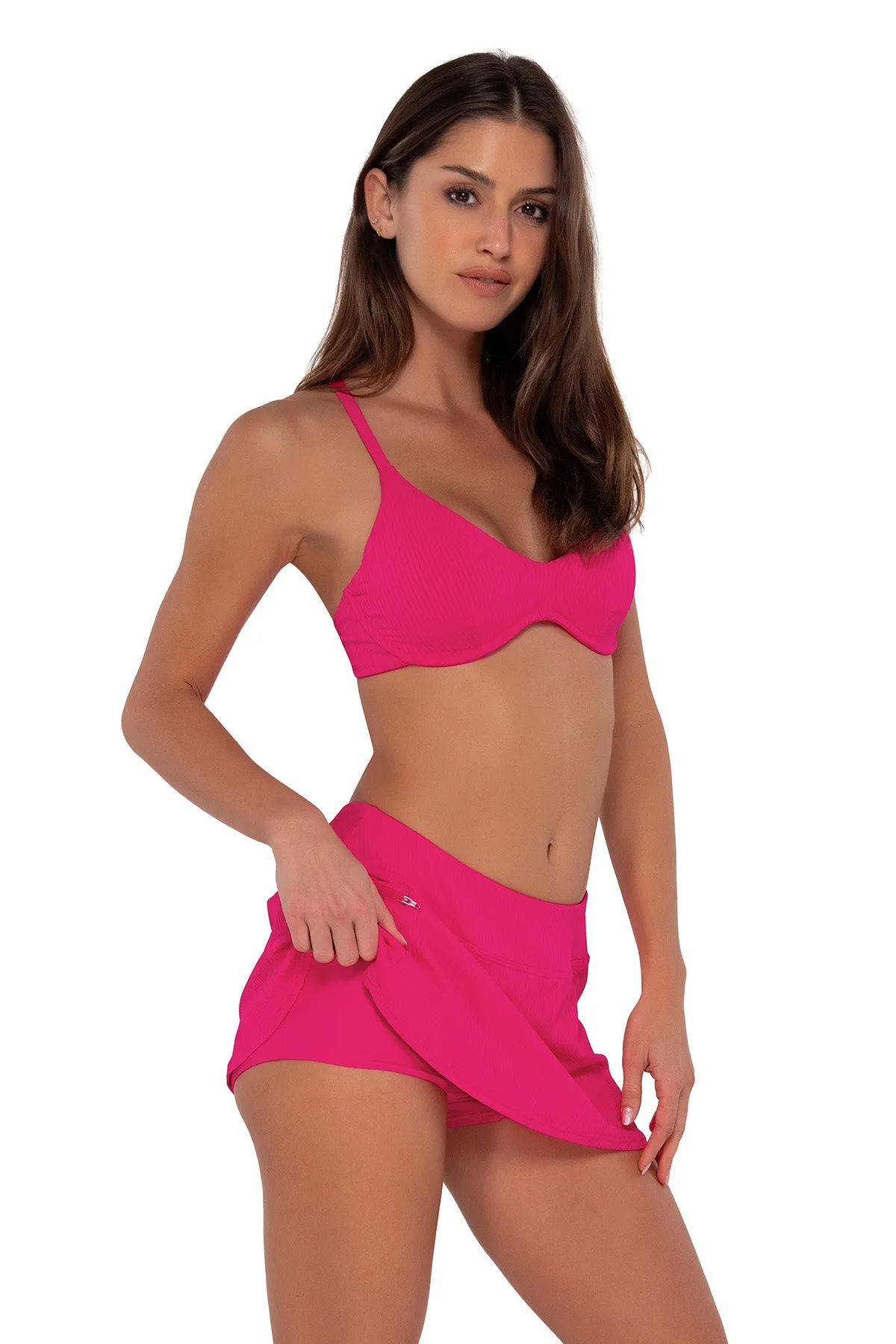 Sunsets Begonia Sandbar Rib Sporty Swim Skirt