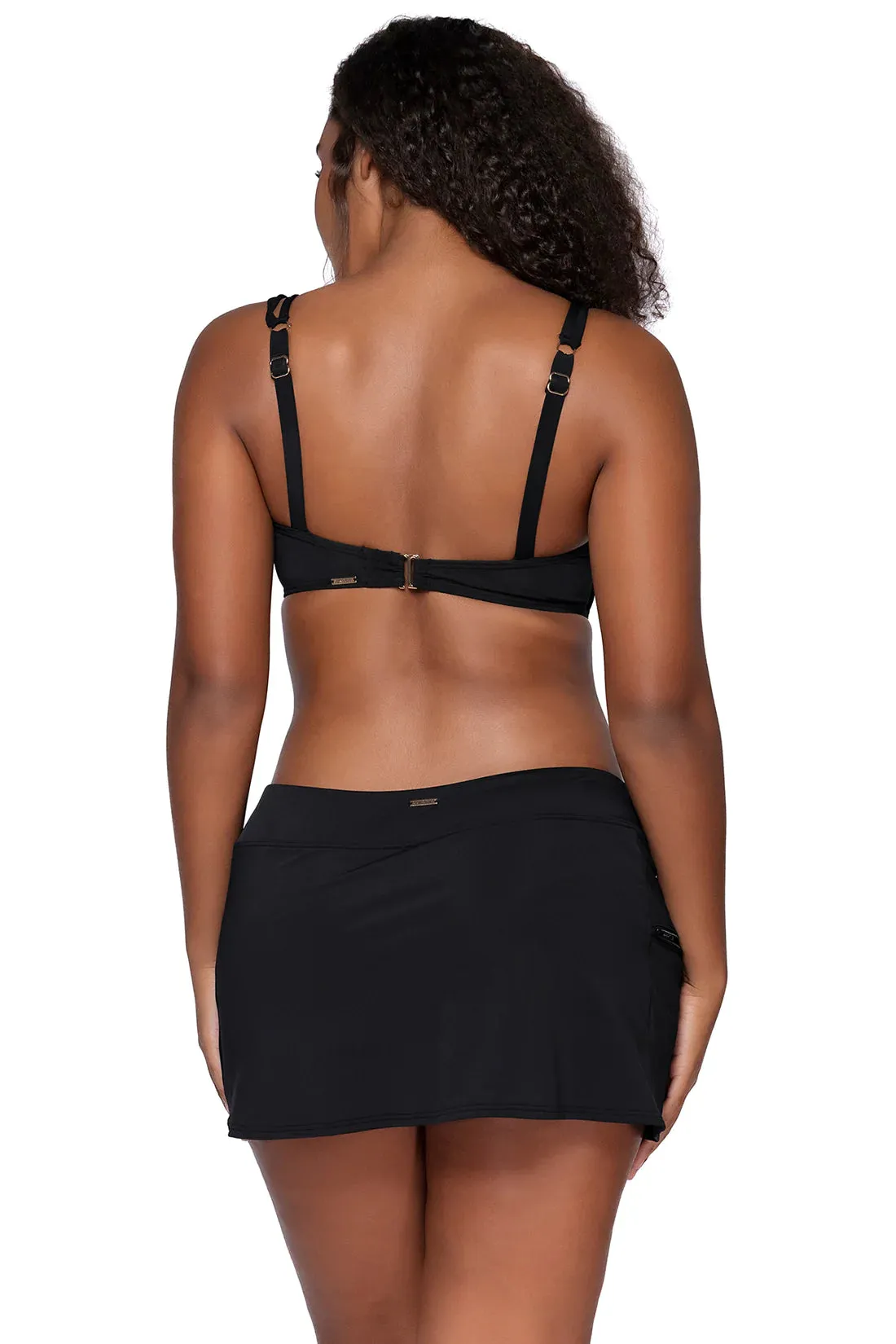Sunsets Black Sporty Swim Skirt Bottom