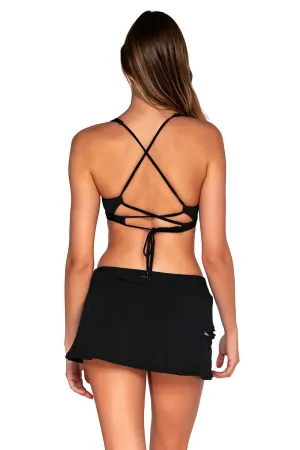 Sunsets Black Sporty Swim Skirt Bottom