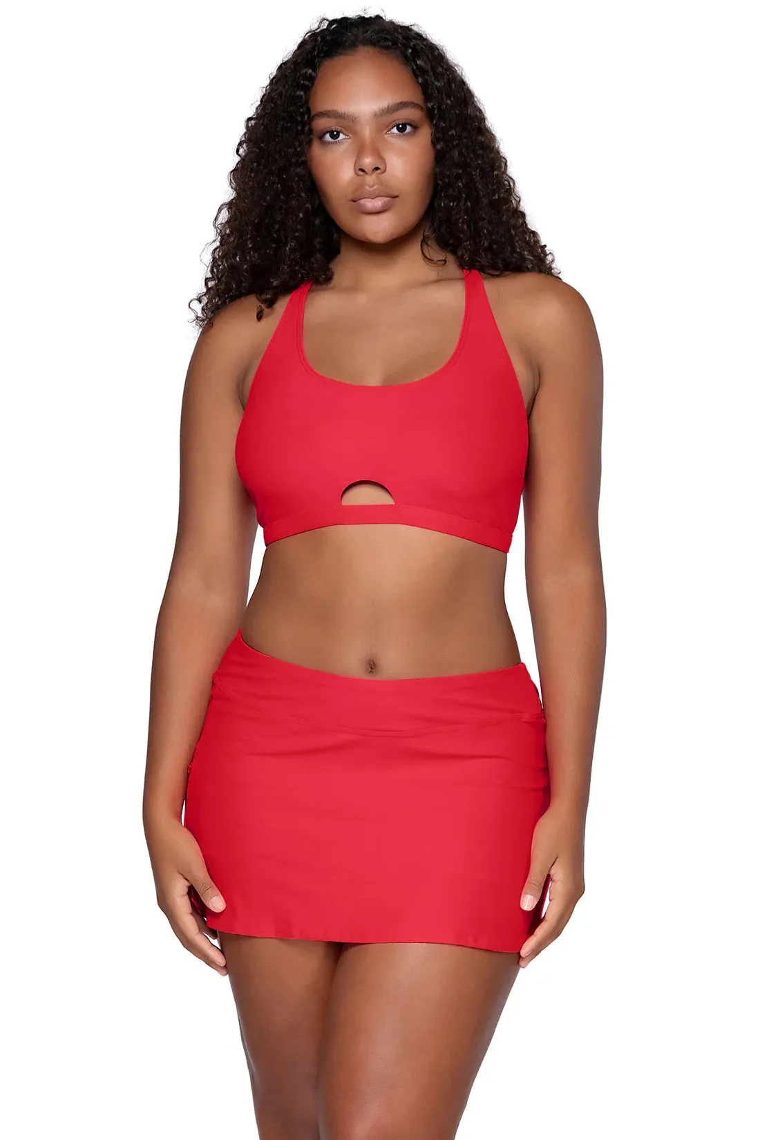 Sunsets Geranium Sporty Swim Skirt Bottom