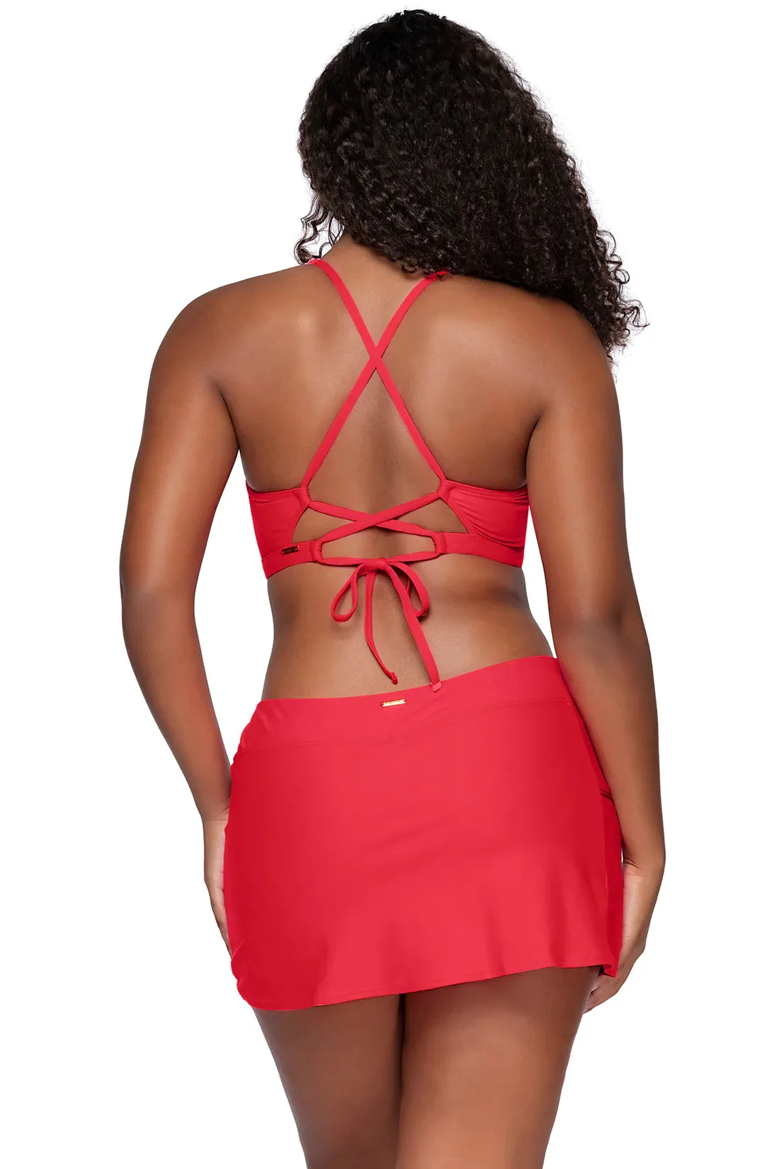 Sunsets Geranium Sporty Swim Skirt Bottom