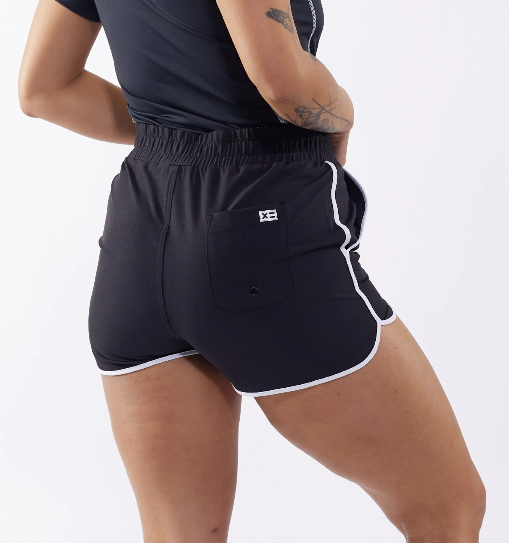 Swim 2.5" High Waisted Board Shortie - Black Novelty