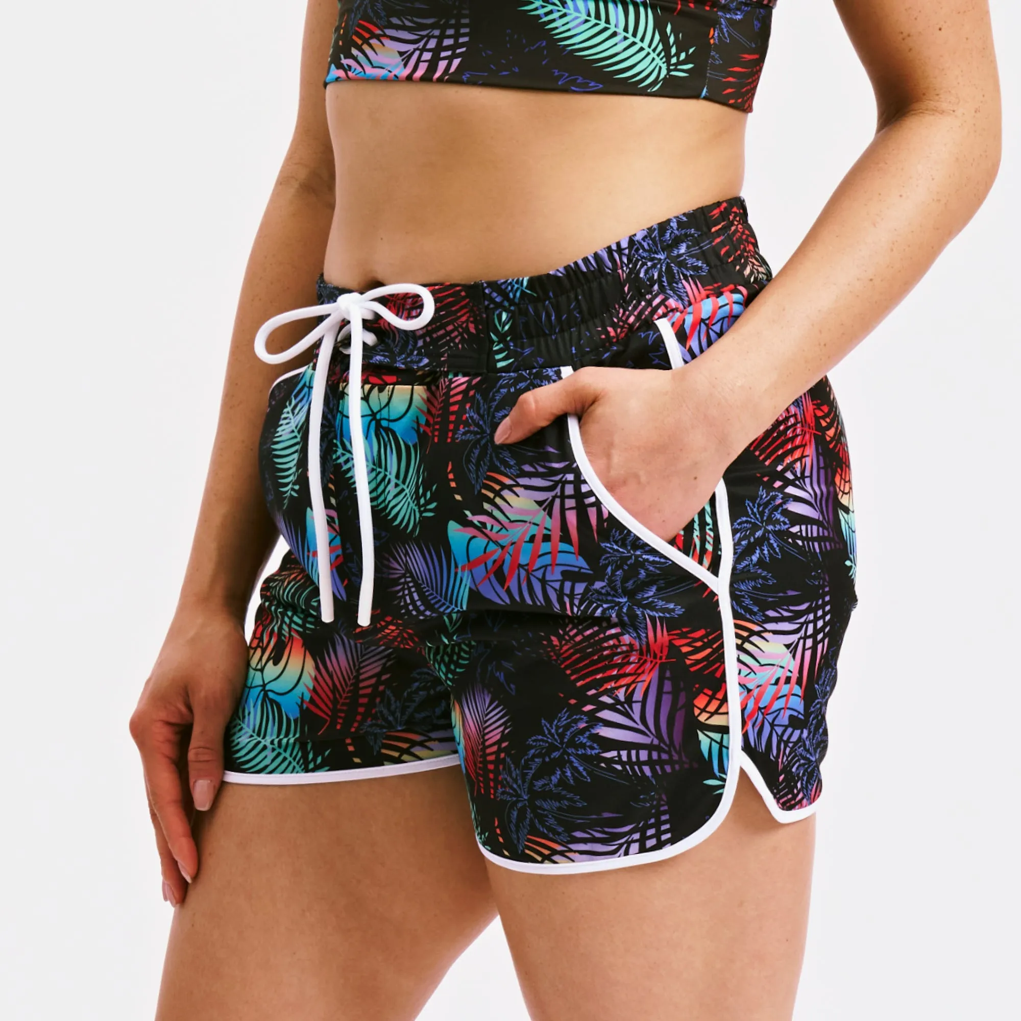Swim 2.5" High Waisted Board Shortie - Palm Dreams