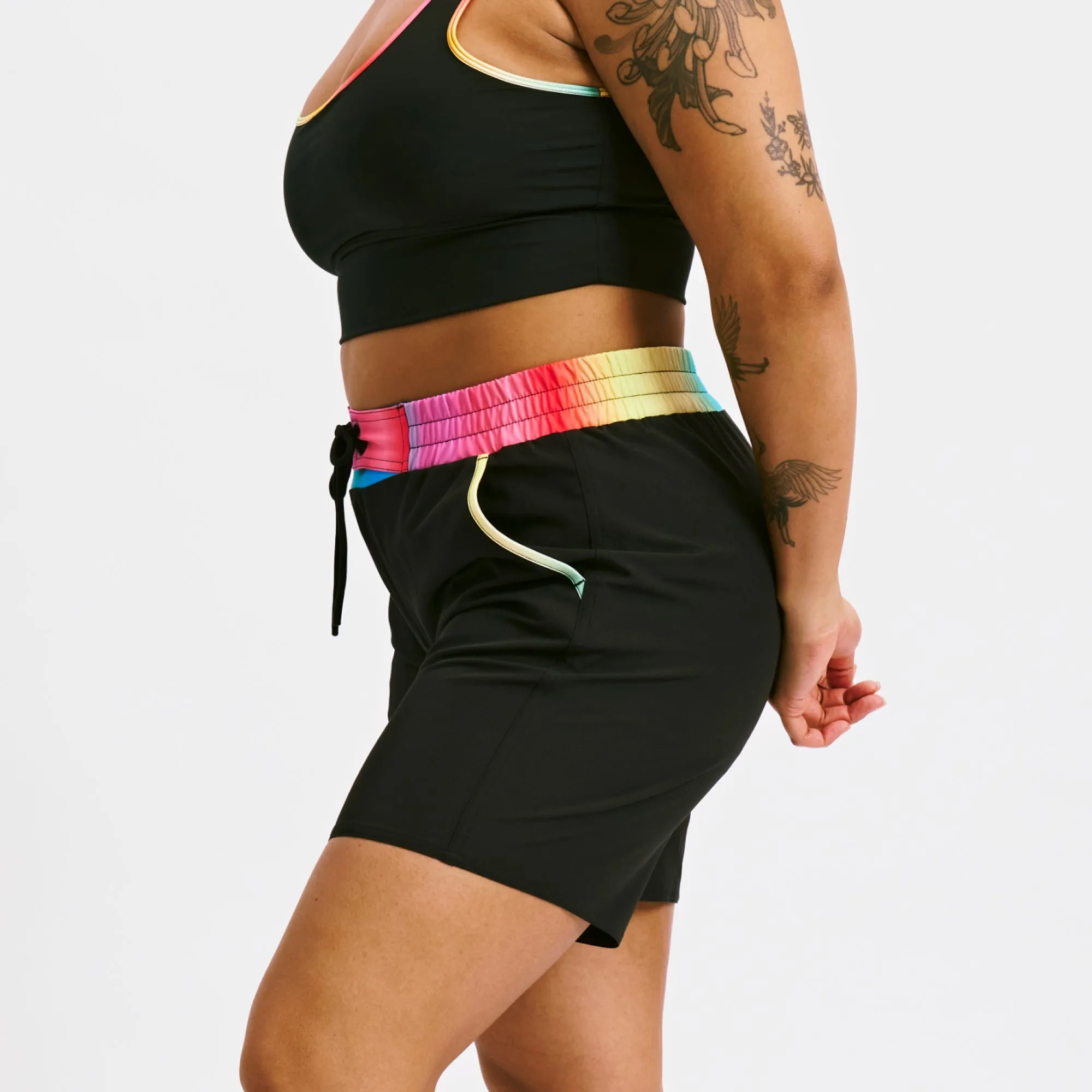 Swim 7" Heritage Board Shorts - Black Rainbow Ombre