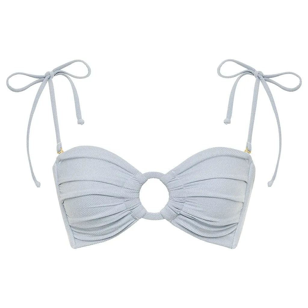 Tori Ties Bandeau Bikini Top Light Denim
