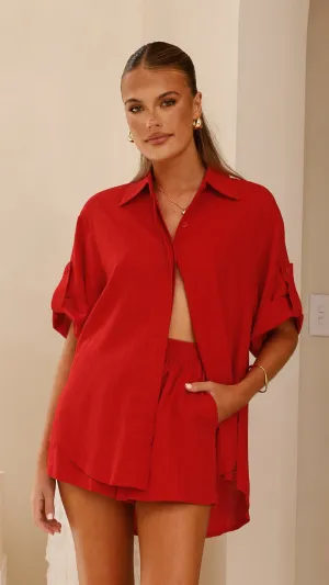 Vallerie Button Up Shirt - Red